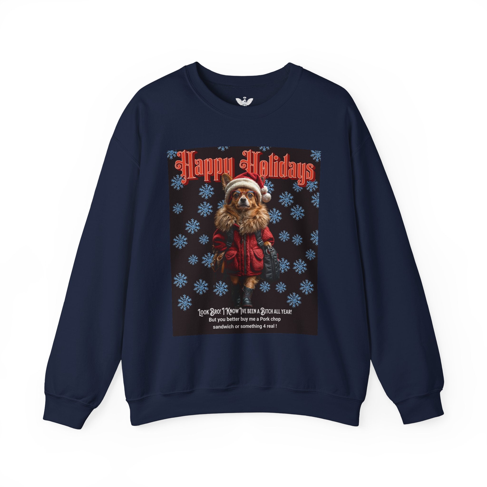 Funny Happy Holidays Dog Unisex Sweatshirt - Angel Body