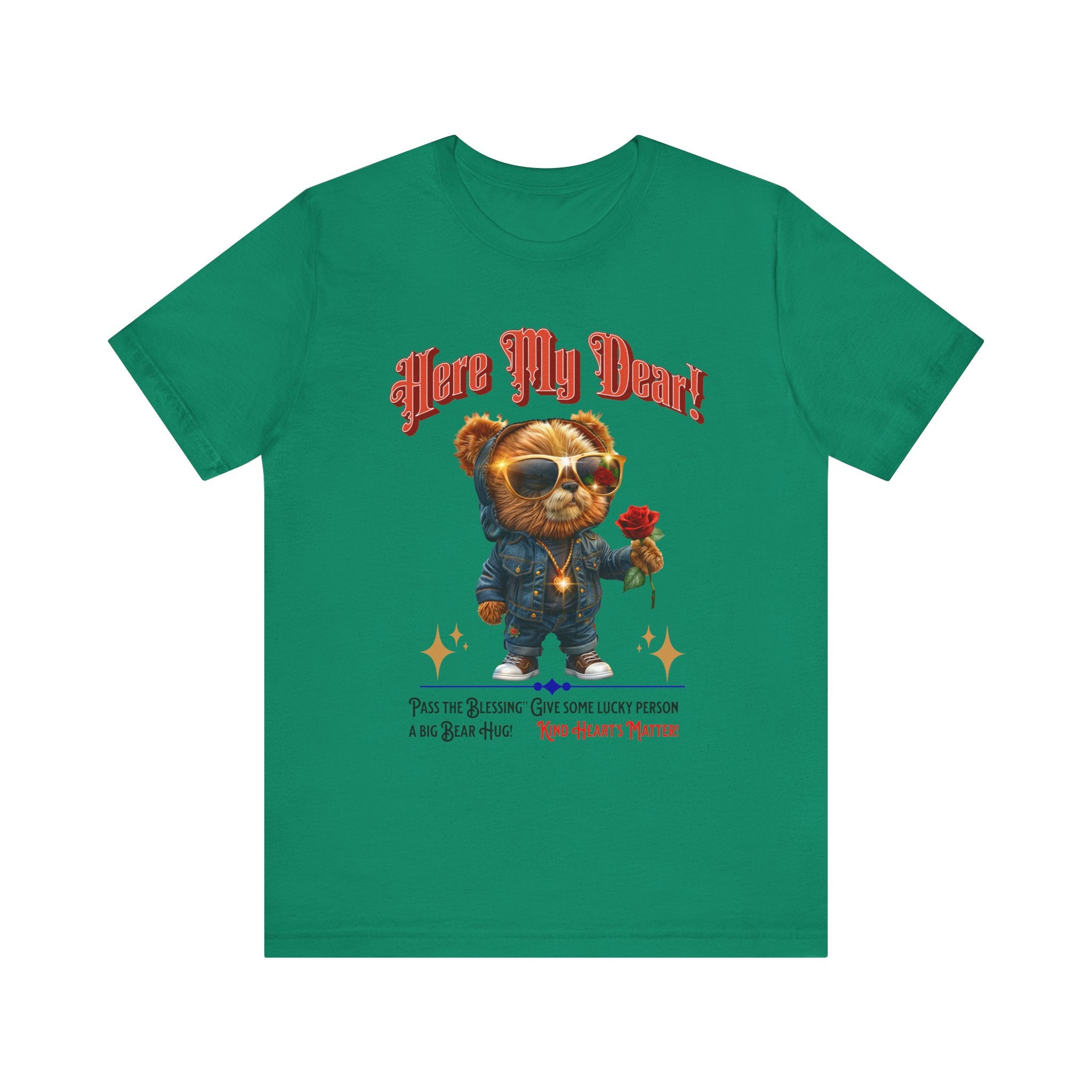 Teddy Bear Red Rose T-Shirt - Fun Cool Unisex Tee - Angel Body