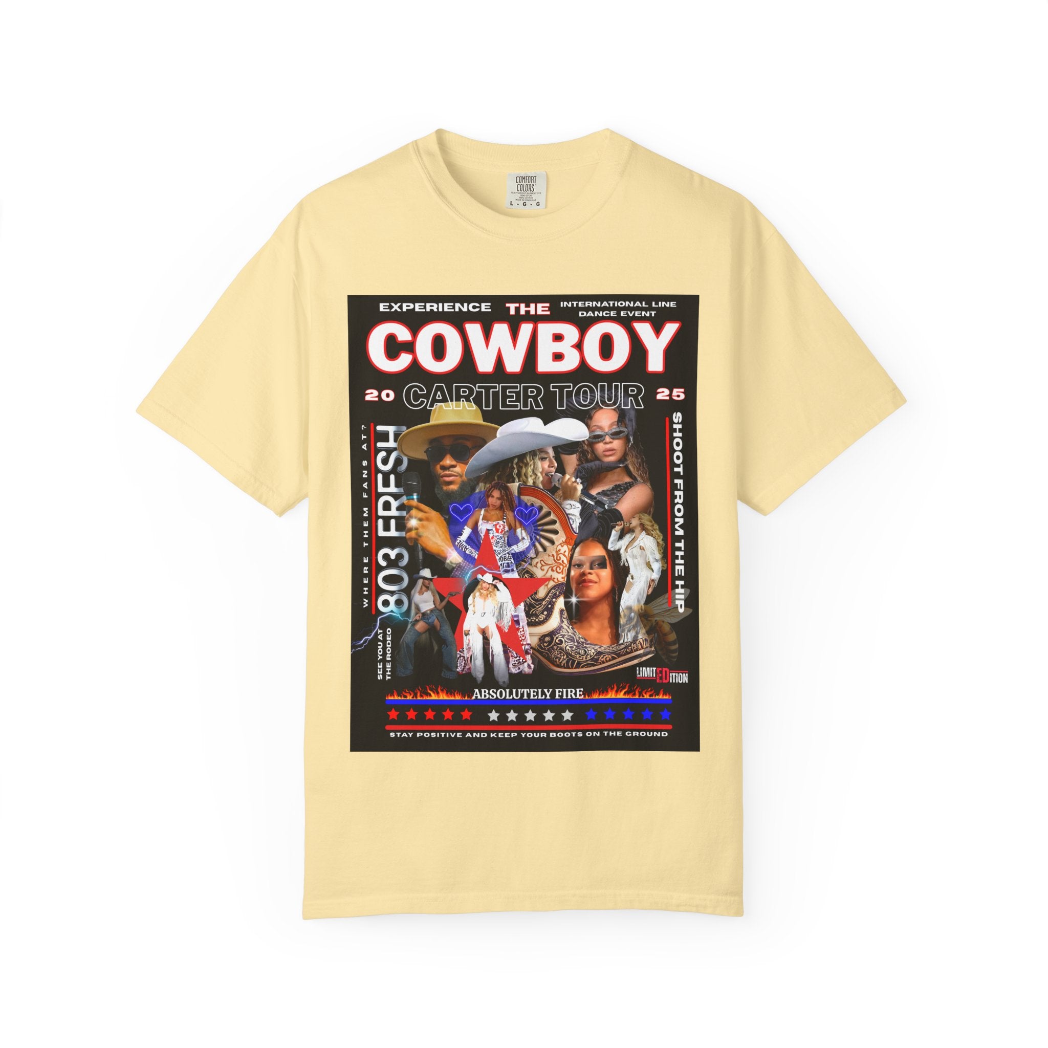 Retro Concert T-Shirt, Cowboy Tour Apparel, Vintage Band Tee, Music Festival Shirt, Unisex Garment-Dyed Top - Angel Body