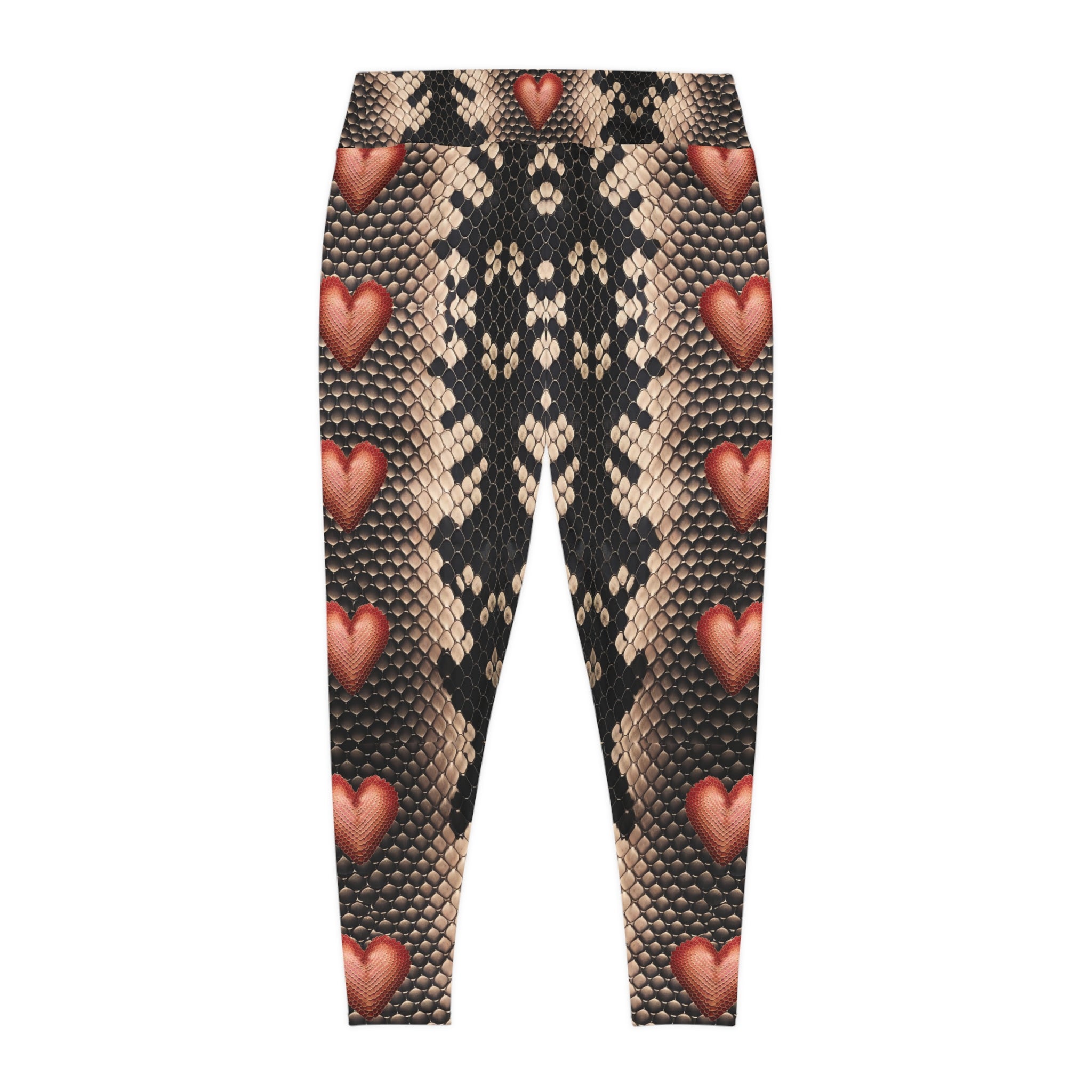 Heart & Snake Print Plus Size Leggings - Stylish, Comfortable Activewear - Angel Body