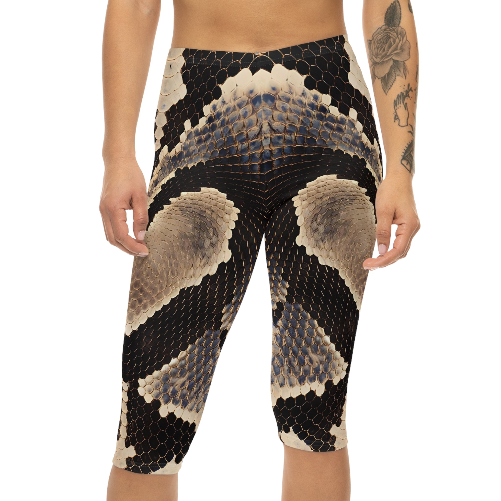 Wild Python Print Women’s Capri Leggings | Stylish and Comfortable Activewear - Angel Body