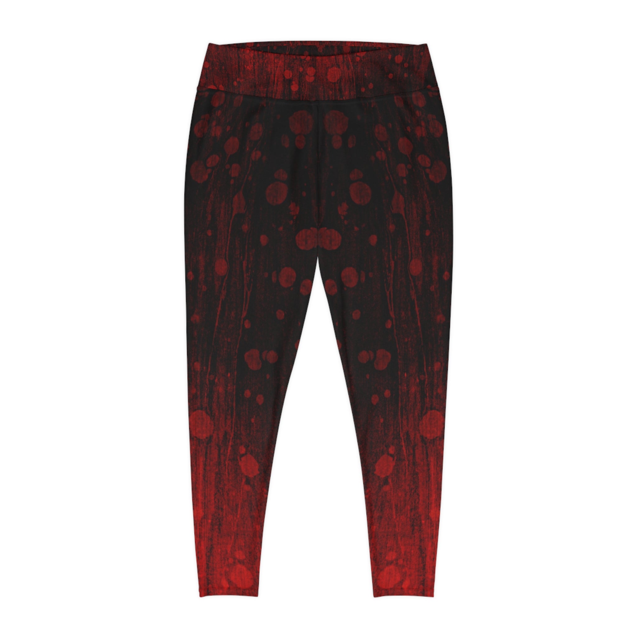 Woman Plus Size Graphic Leggings - Bold Red & Black Design for Fitness and Fashion - Angel Body
