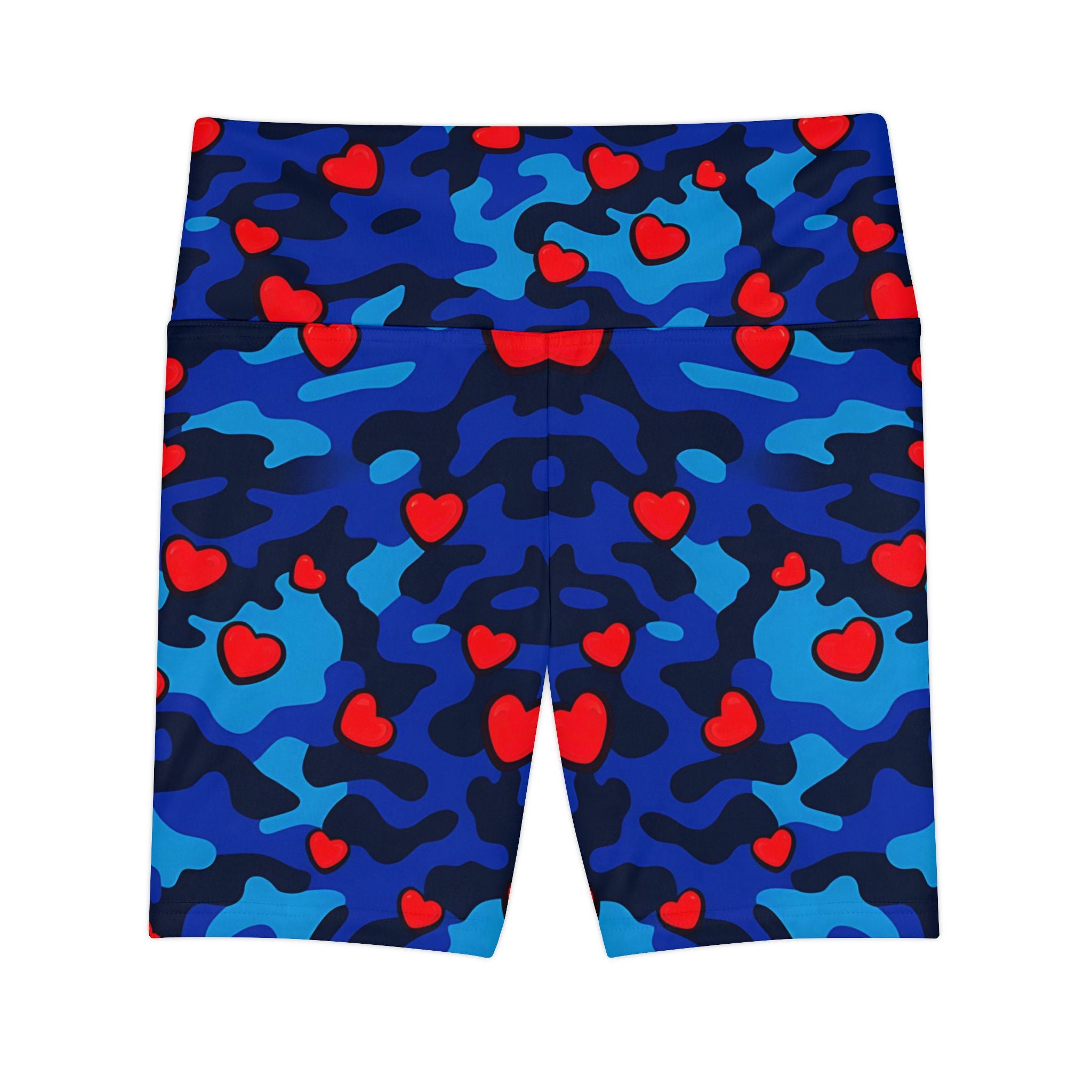 Fun Camouflage Love Women's Workout Shorts | Heart Pattern Activewear - Angel Body