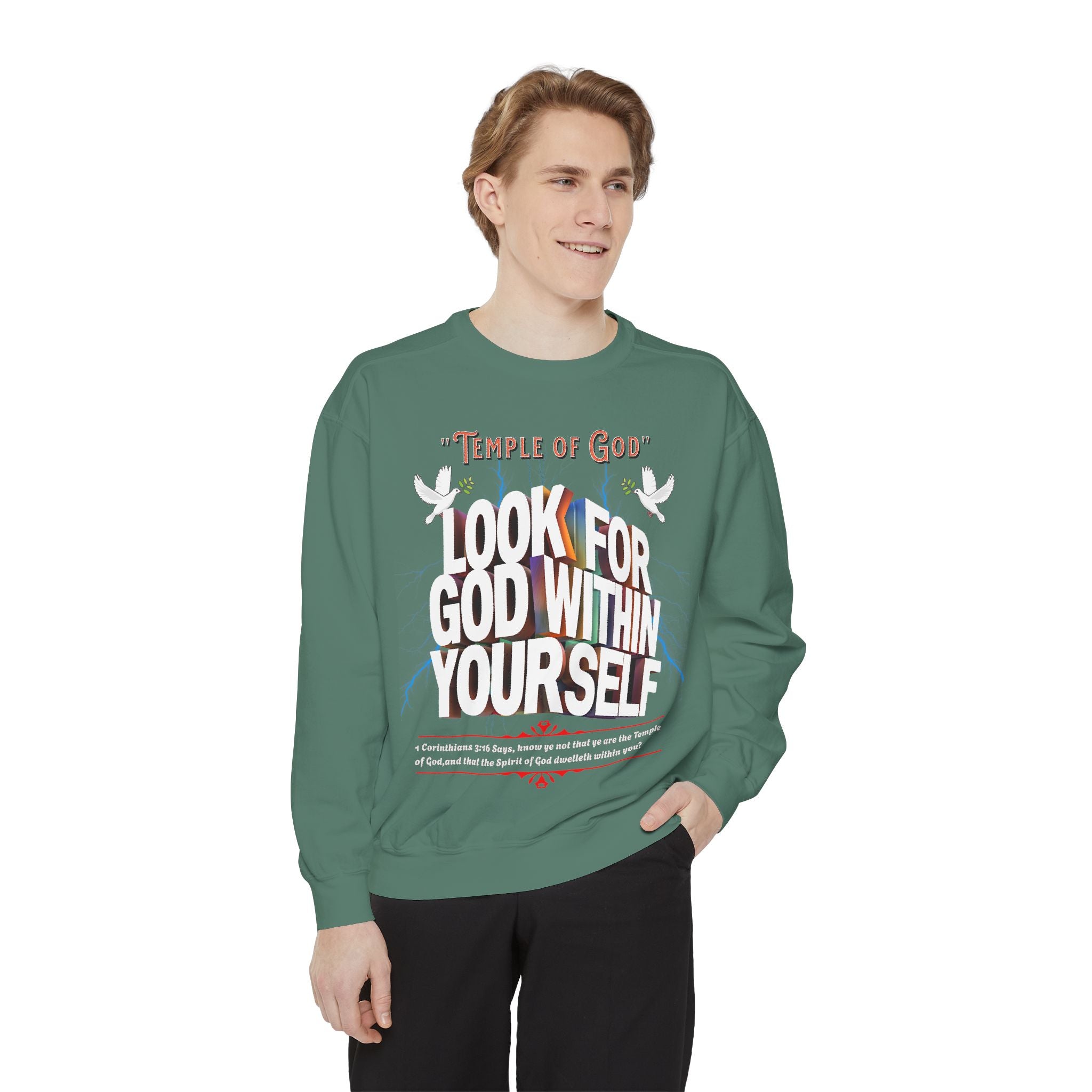Unisex Temple of God Sweatshirt - Look for God Within Yourself - Angel Body