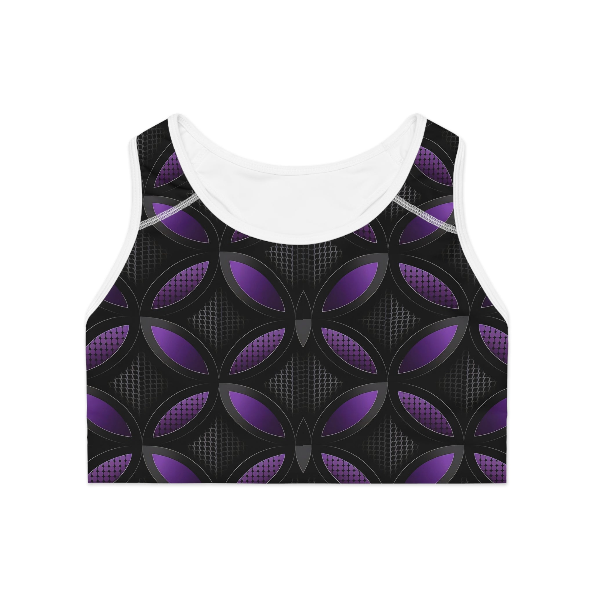 Stylish Black and Purple Sports Bra for Active Lifestyle