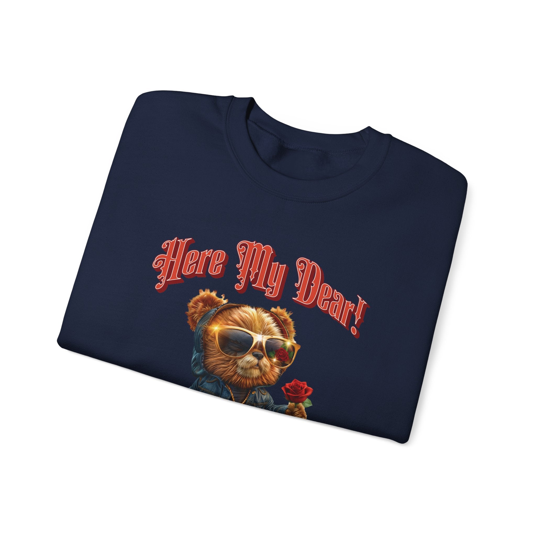 Here My Dear! Unisex Heavy Blend™ Crewneck Sweatshirt - Cozy & Trendy Gift for Animal Lovers - Angel Body