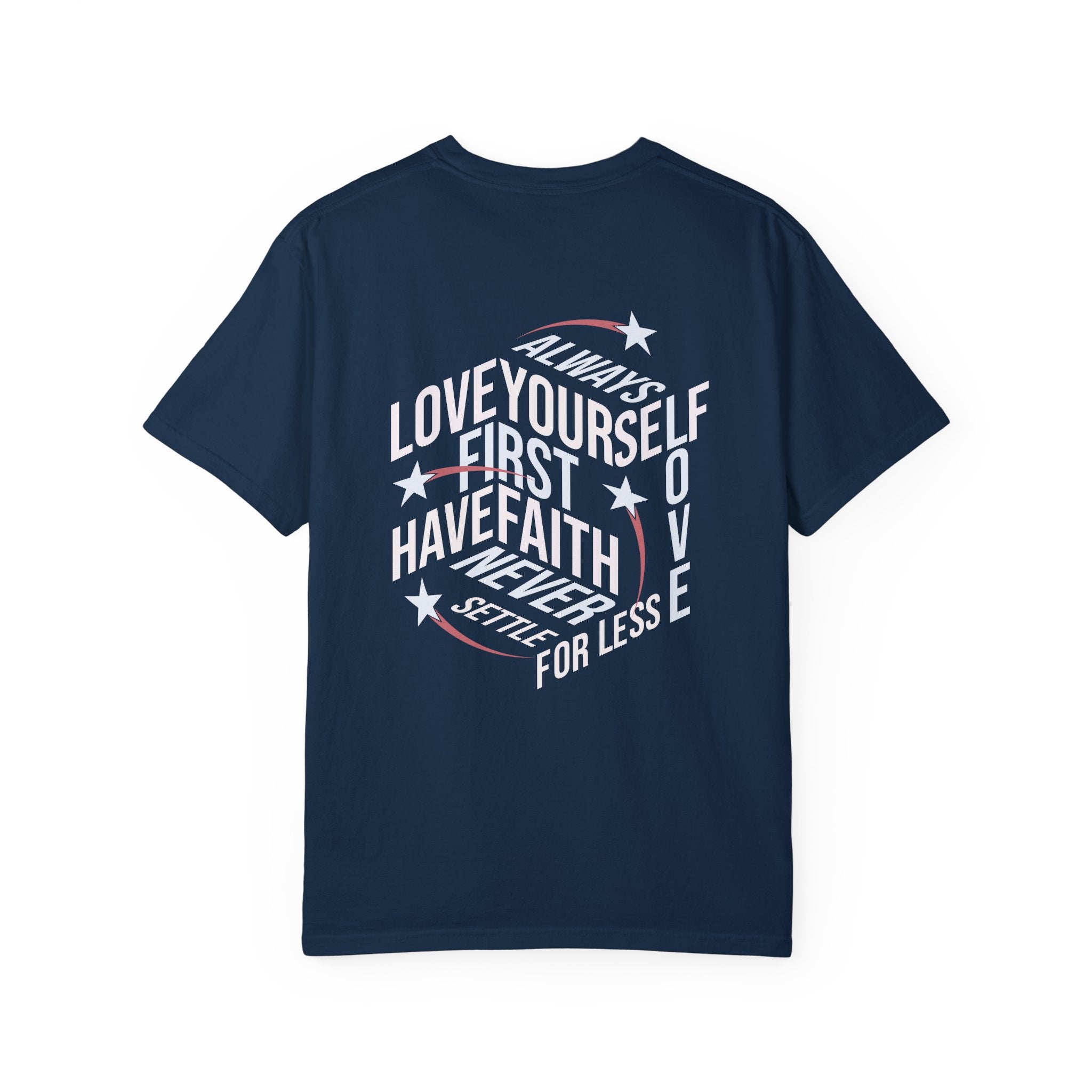 Motivational Unisex Garment-Dyed T-Shirt - "Love Yourself First" - Angel Body