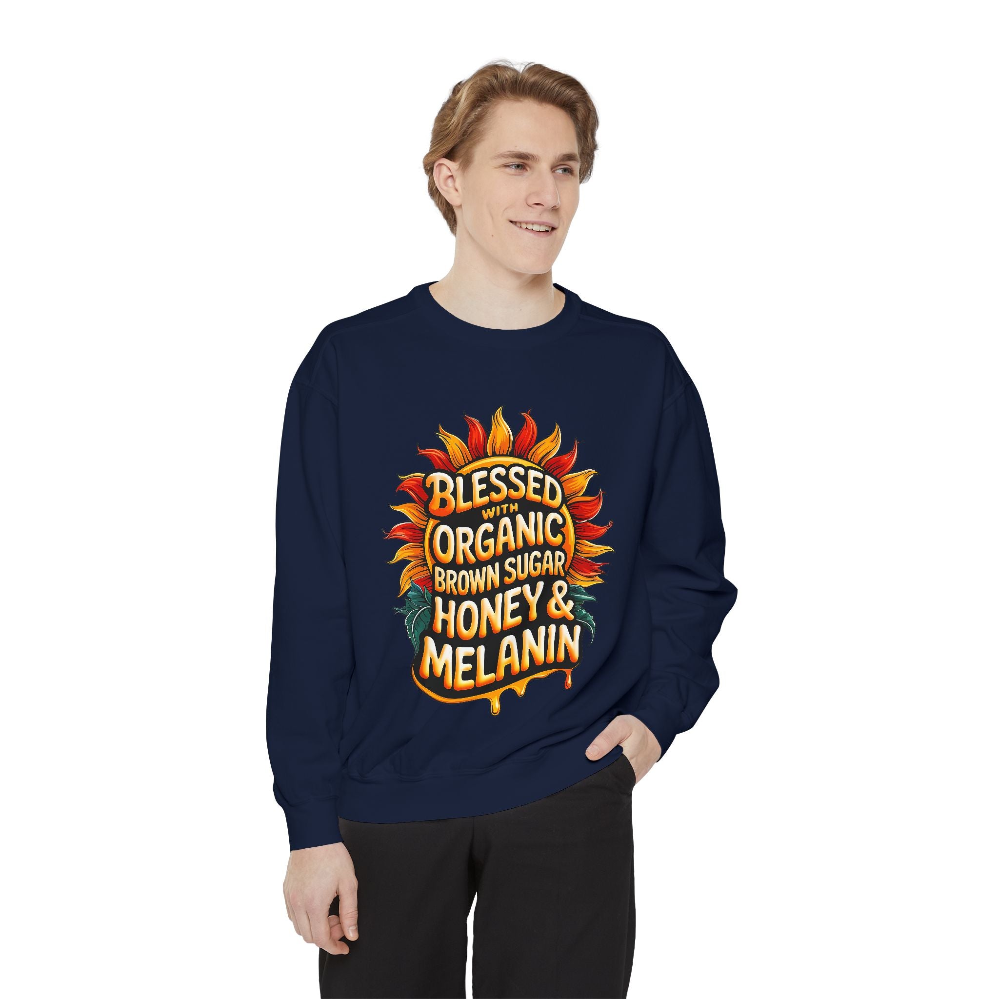 Blessed Organic Honey & Melanin Sweatshirt | Unisex Garment-Dyed Fashion