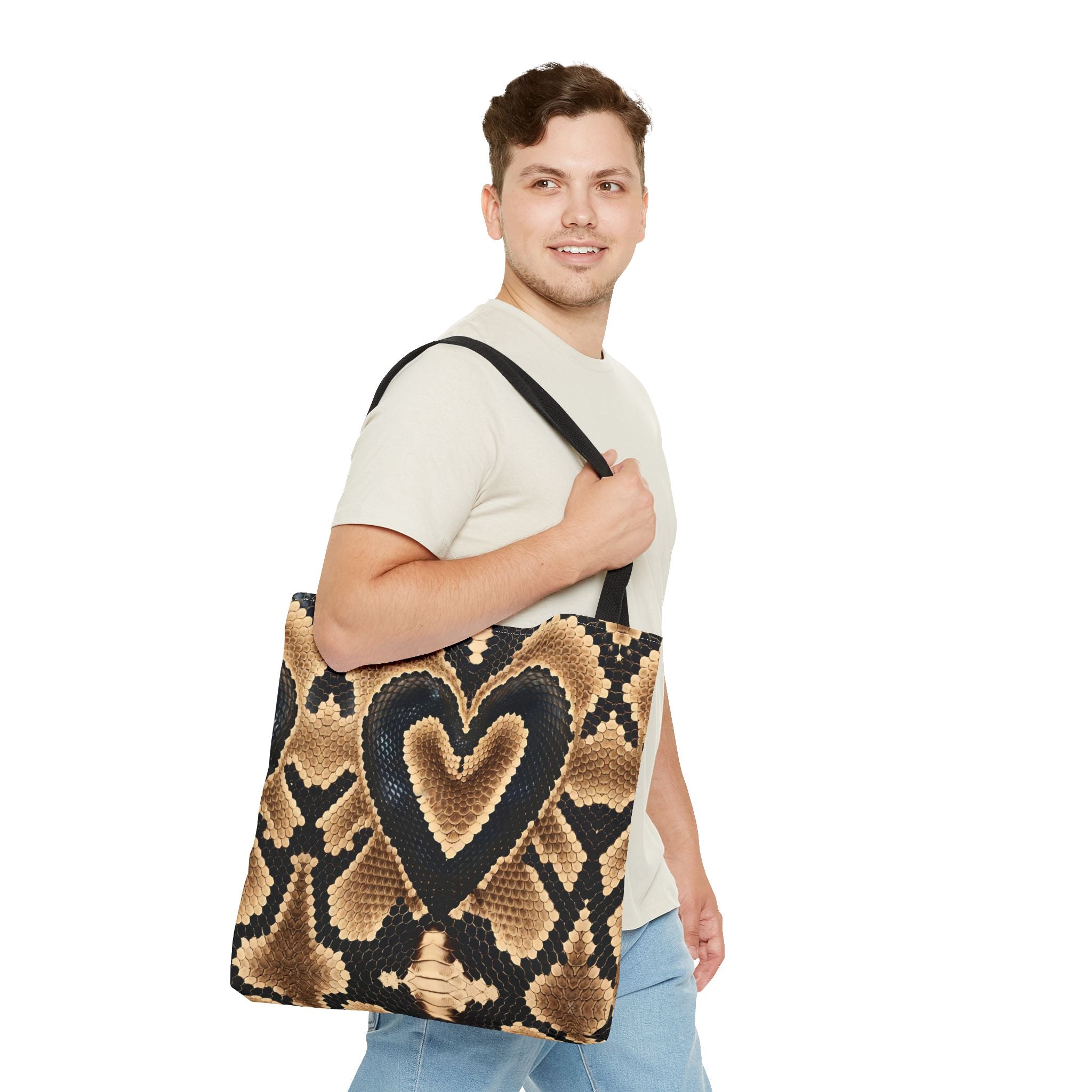 Heart Snake Print Tote Bag - Stylish and Unique for Everyday Use - Angel Body