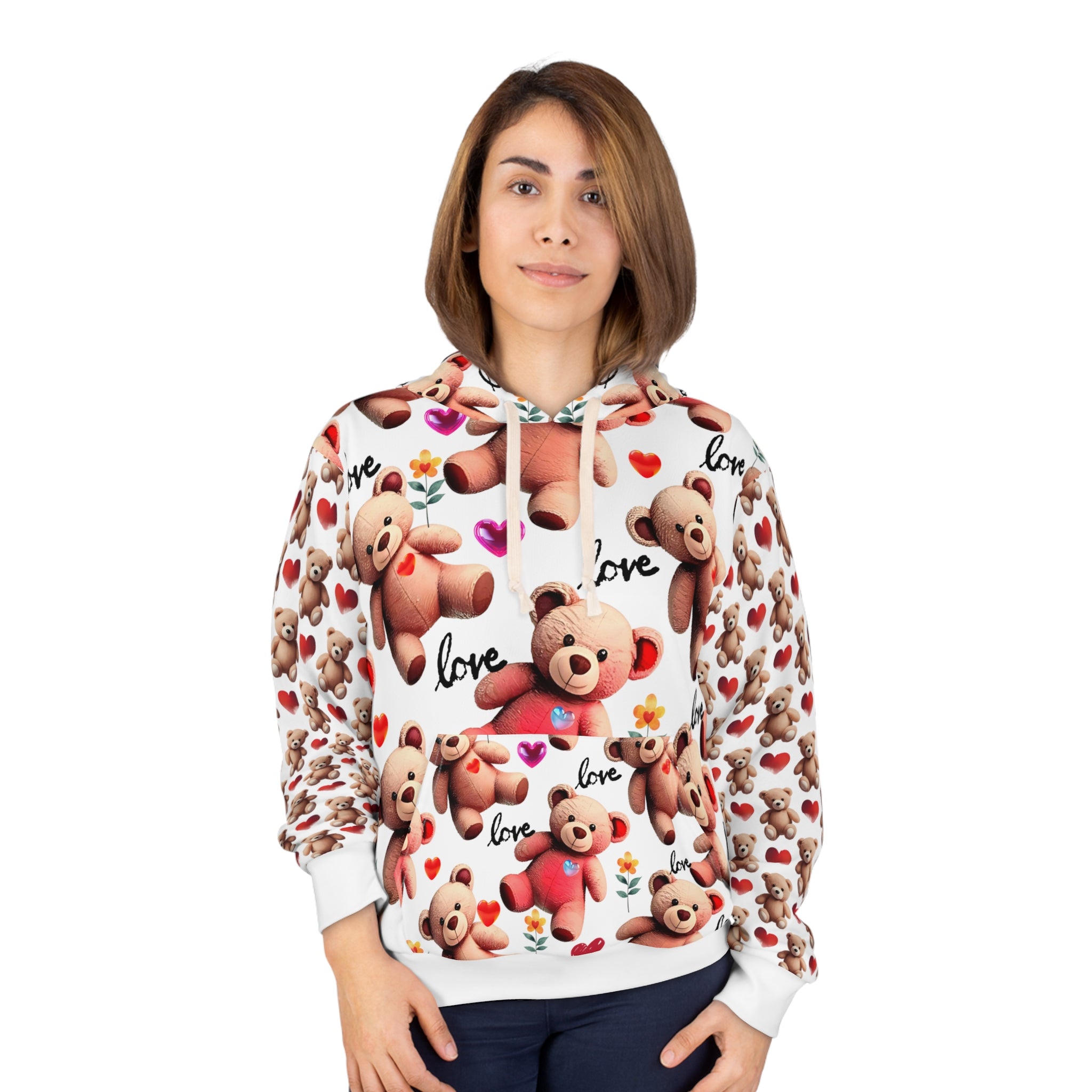 Cute Teddy Bear Love Unisex Pullover Hoodie - Perfect for Valentine’s Day and Cozy Moments - Angel Body