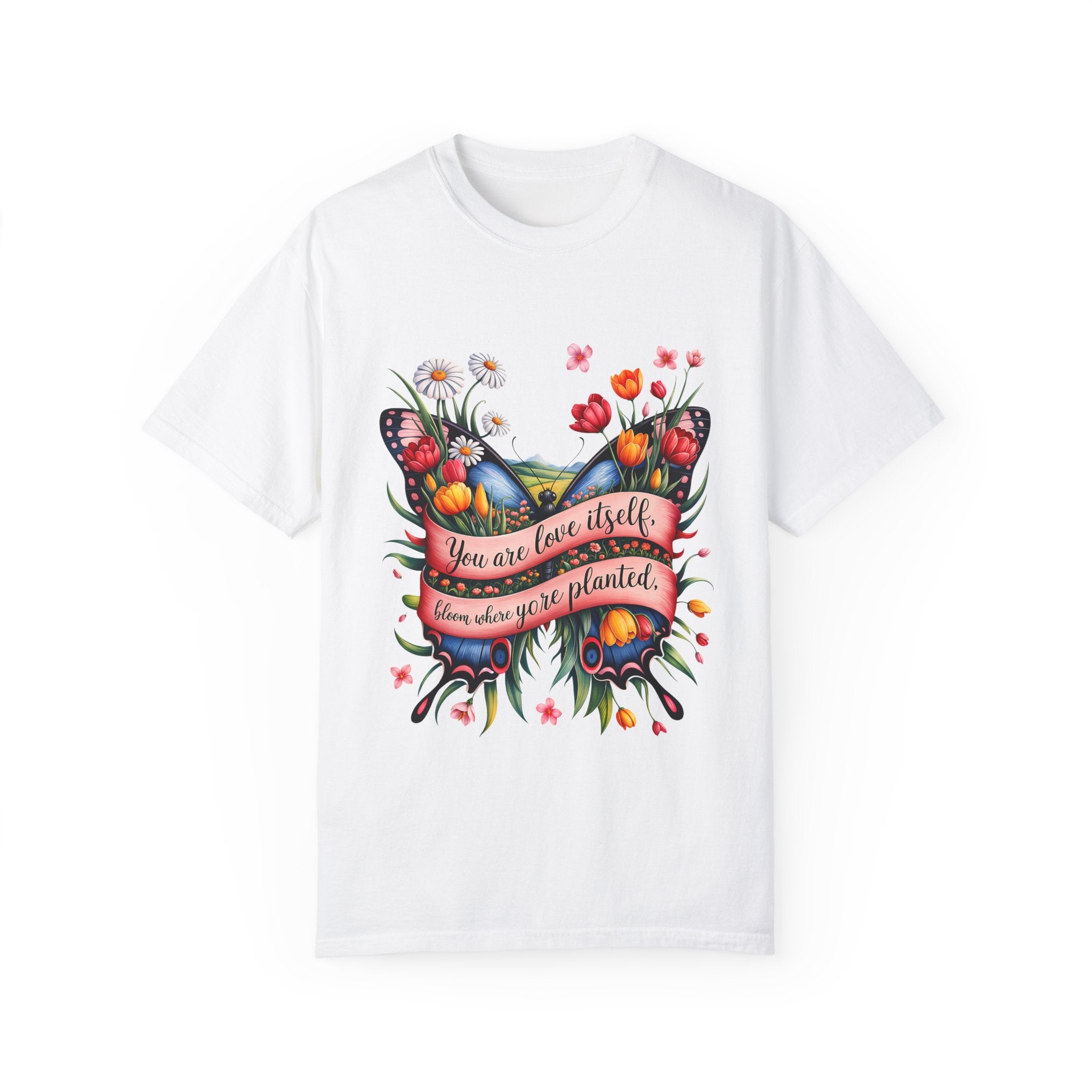 Butterfly Floral T-Shirt: "You Are Love Itself" Inspirational Design