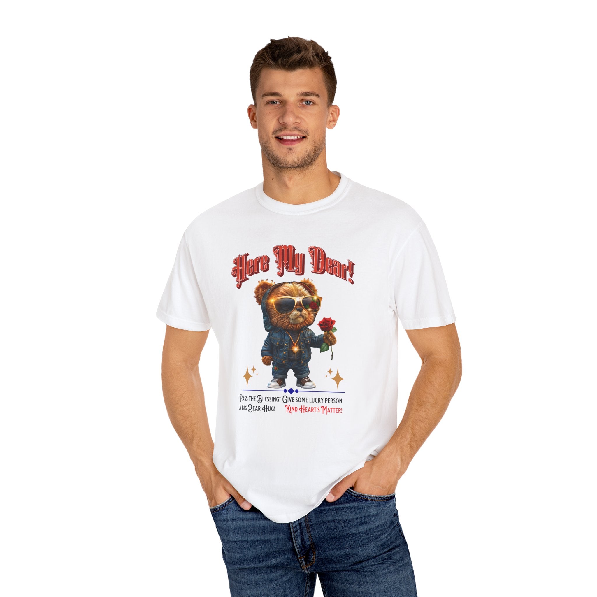 Cute Bear Graphic Unisex T-Shirt - 'Here My Dear!' - Perfect for Casual Wear - Angel Body
