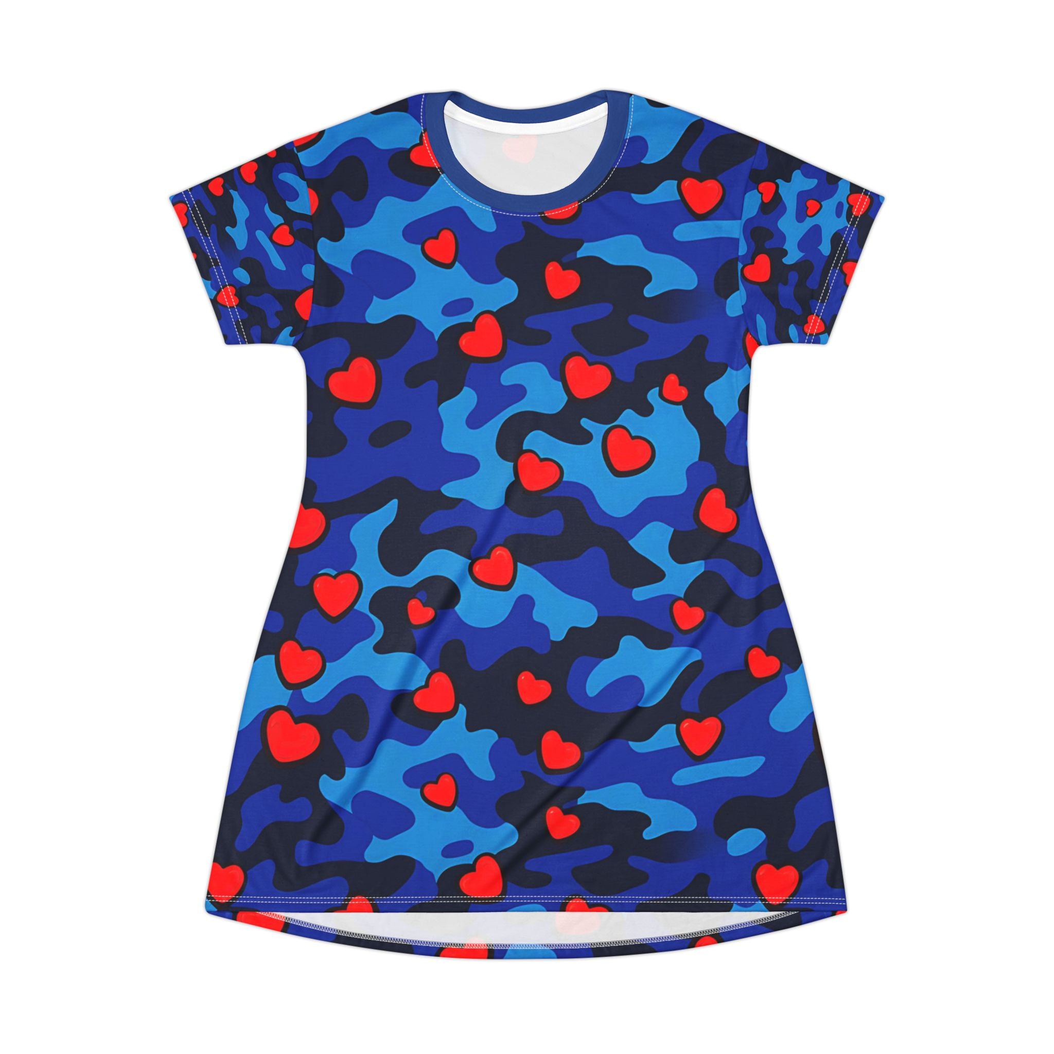 Heart Camo T-Shirt Dress - Casual Chic for Everyday Wear - Angel Body