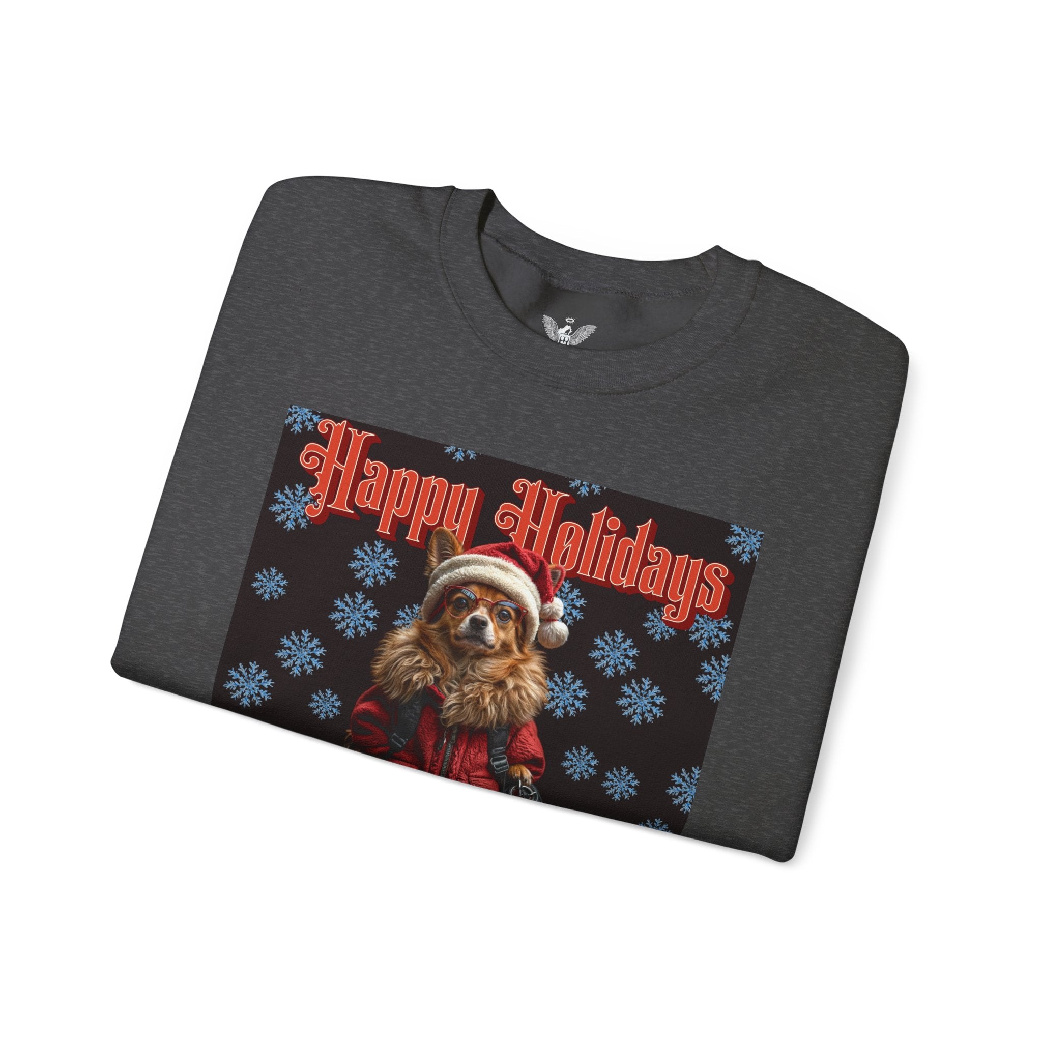 Funny Happy Holidays Dog Unisex Sweatshirt - Angel Body