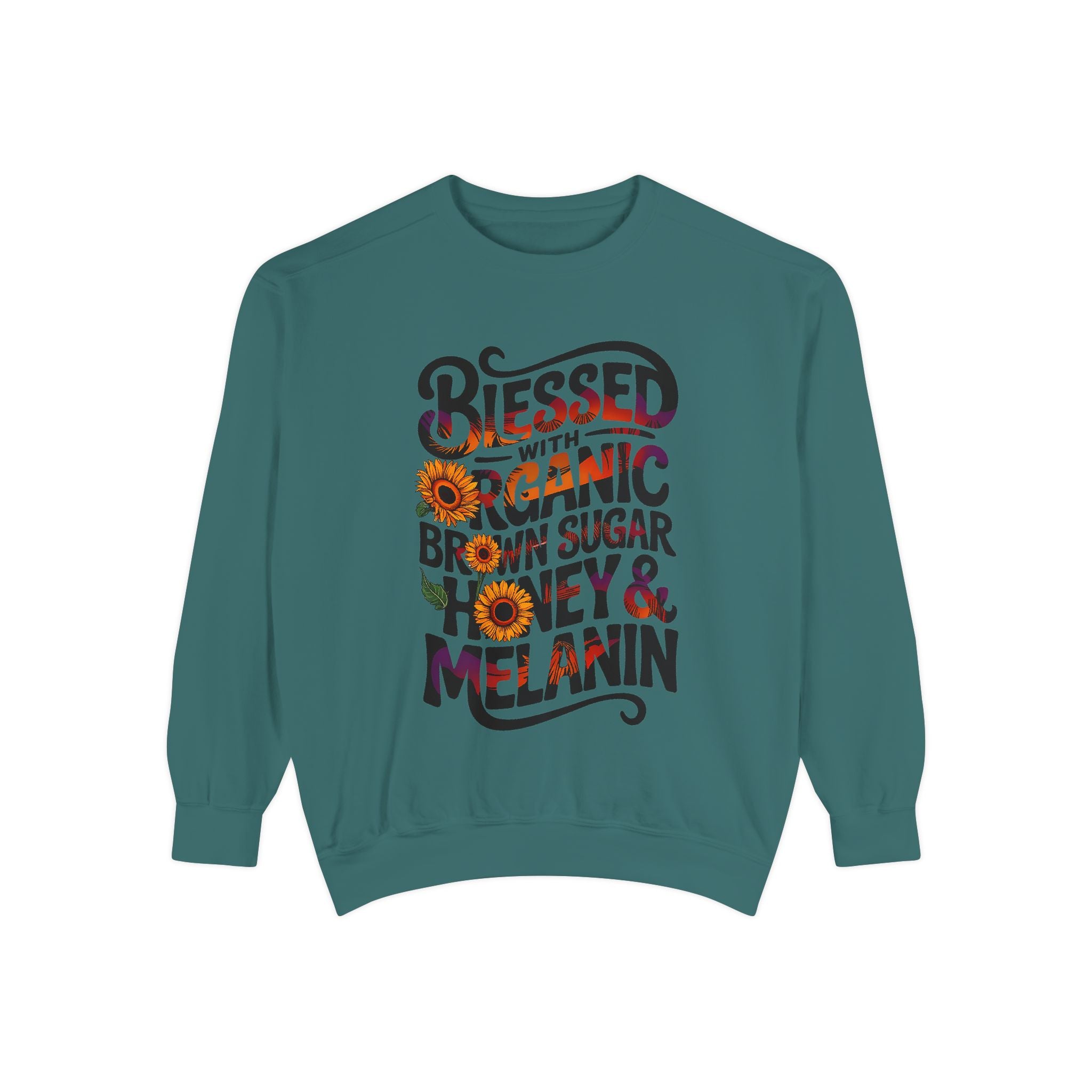 Blessed Organic Honey & Melanin Sweatshirt - Unisex Garment-Dyed Apparel - Angel Body