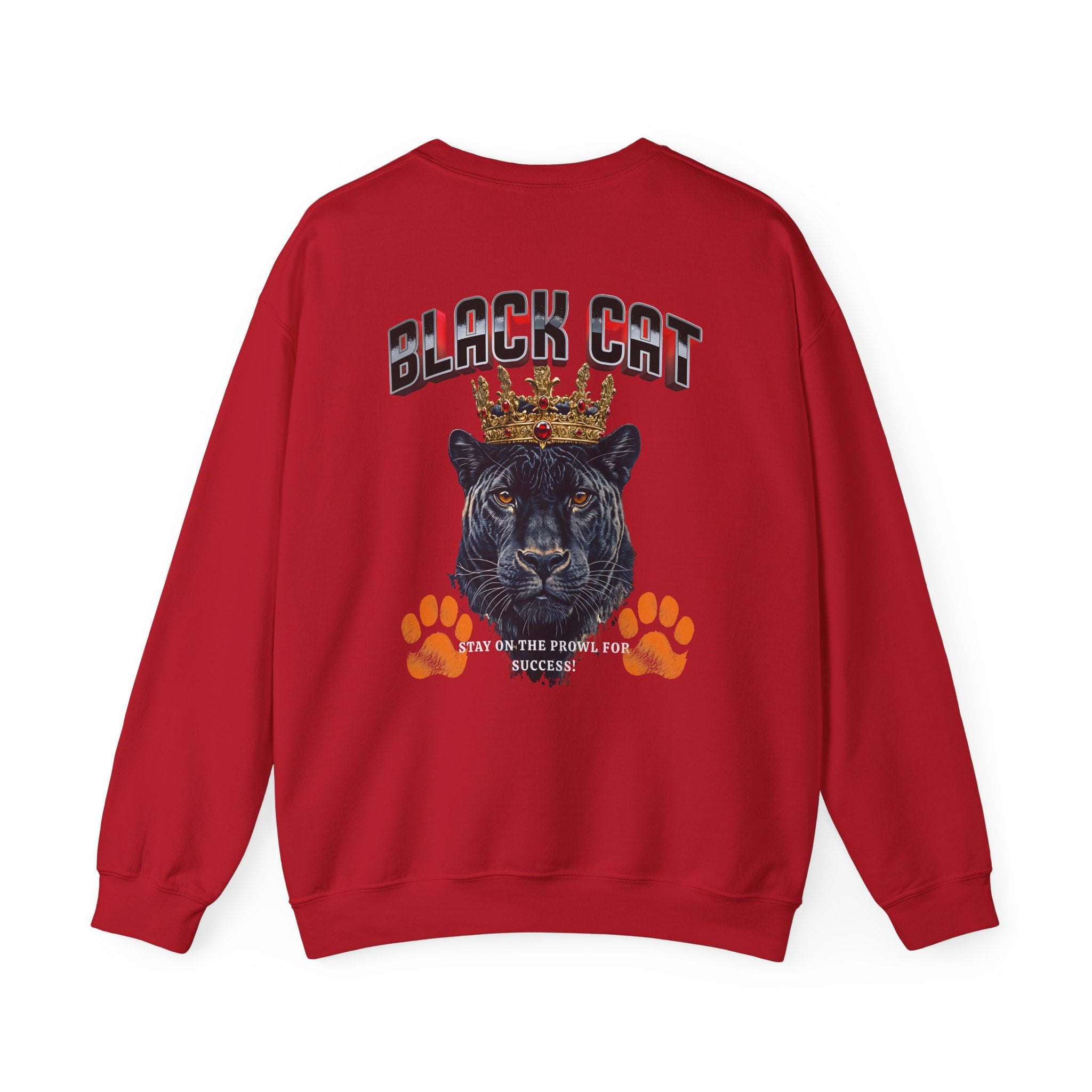Black Cat Crowned Sweatshirt - Unisex Heavy Blend™, Stay on the Prowl for Success! - Angel Body