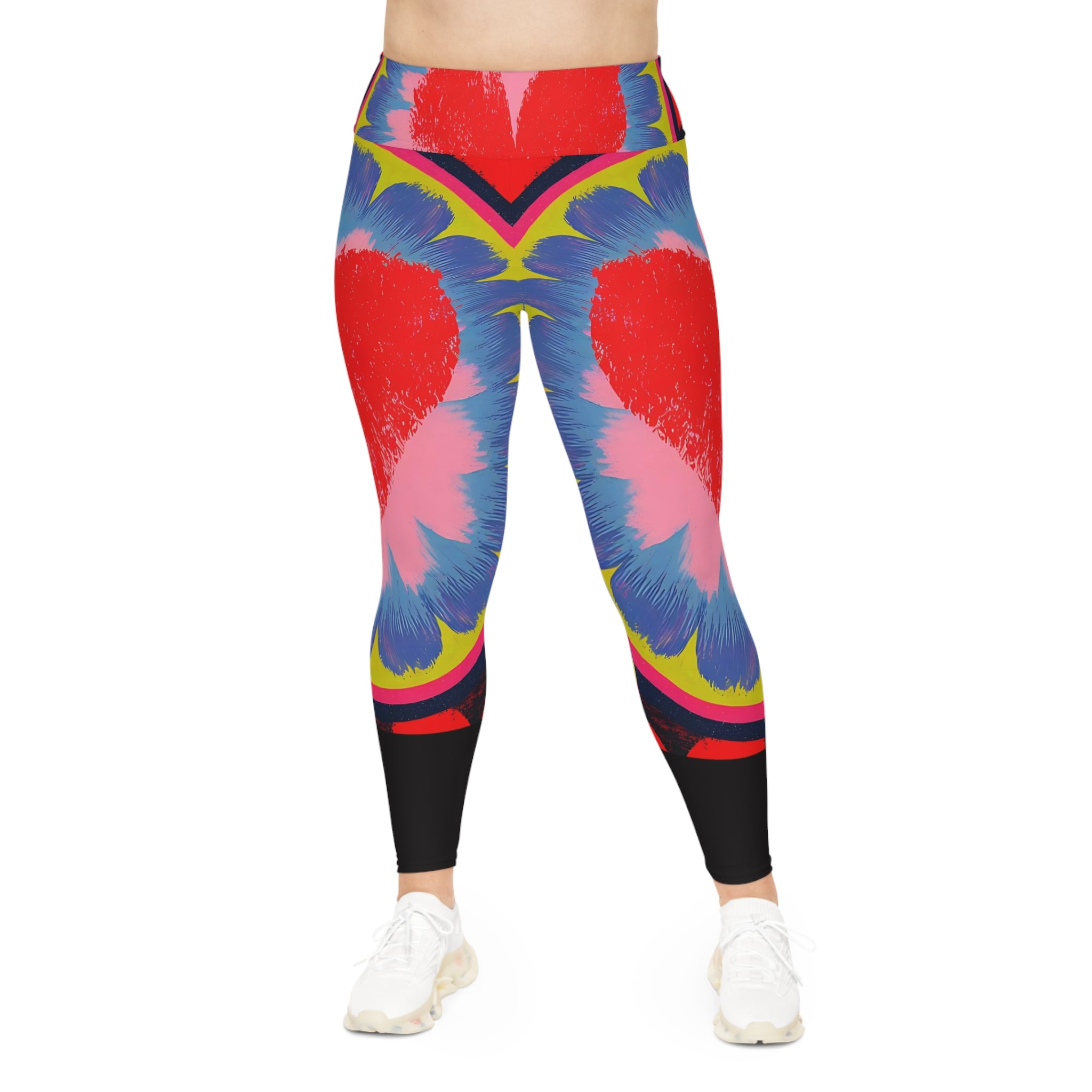 Woman Vibrant Heart Plus Size Leggings for Comfort & Style - Angel Body