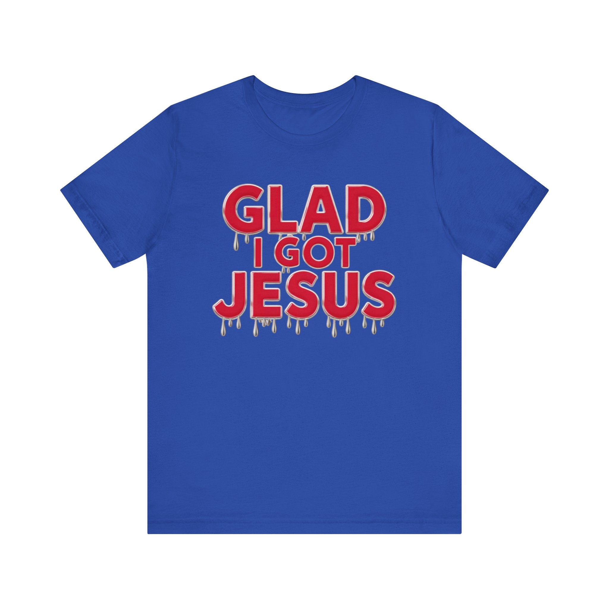 Spiritual Words Unisex Tee: GLAD I GOT JESUS Front and Back Print - Angel Body