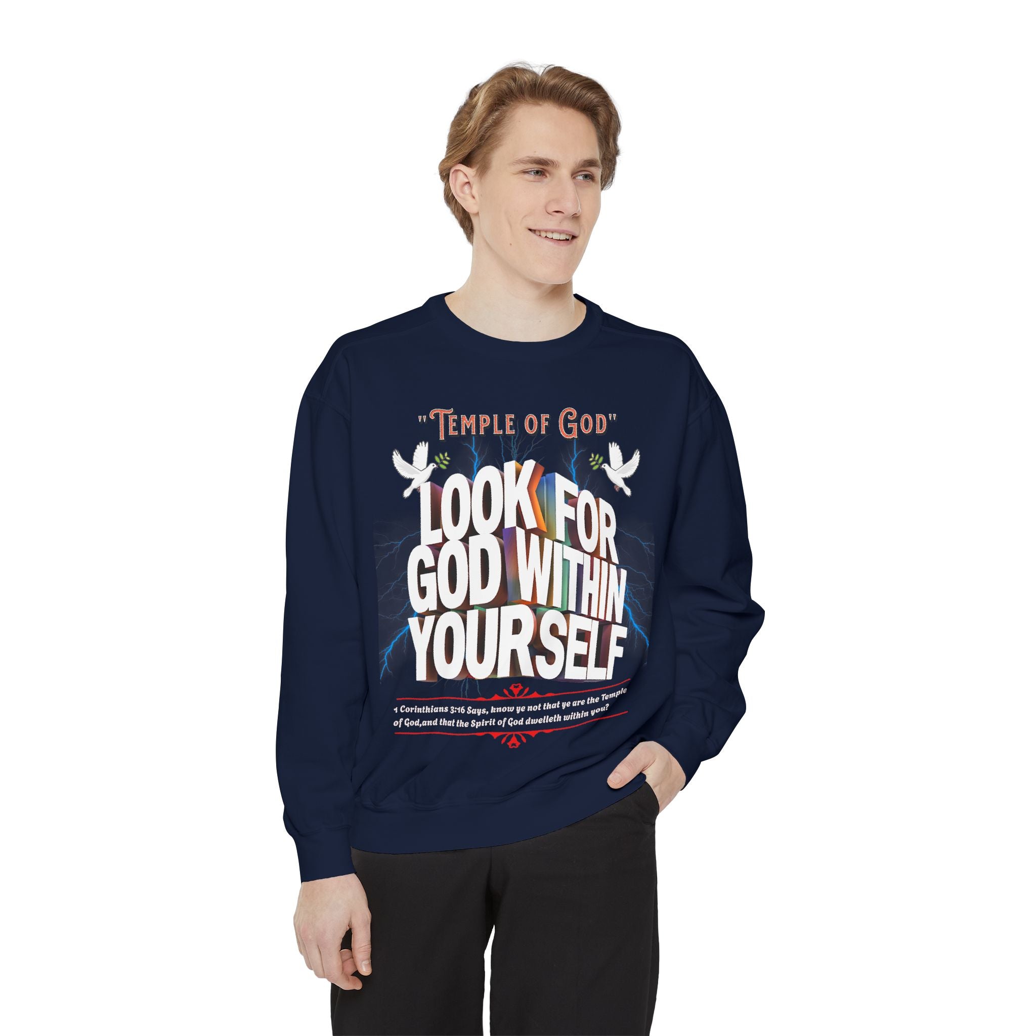 Unisex Temple of God Sweatshirt - Look for God Within Yourself - Angel Body