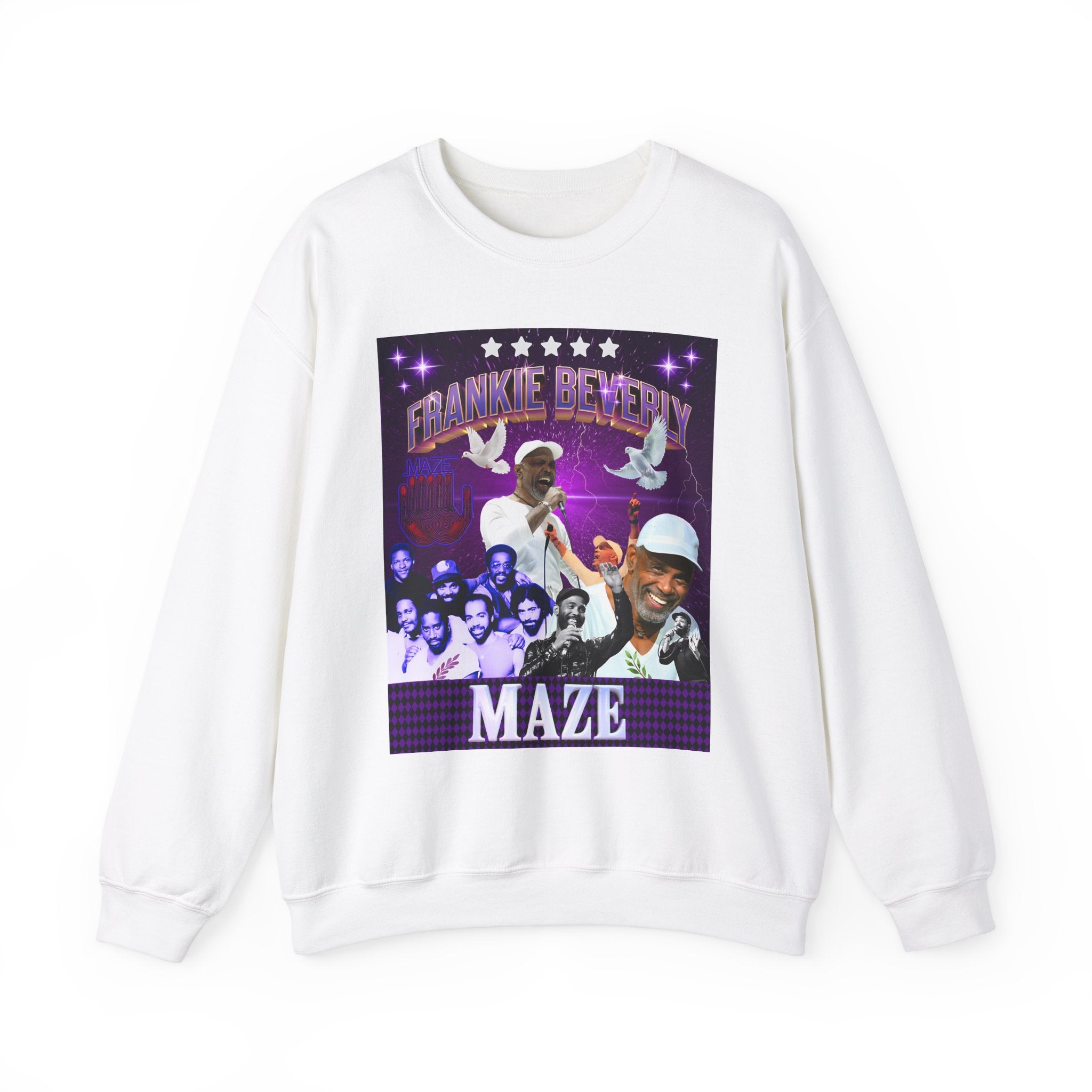 Limited Edition Frankie Beverly collage Crewneck Sweatshirt - Retro style Music Tribute to a Legendary soul singer - Angel Body