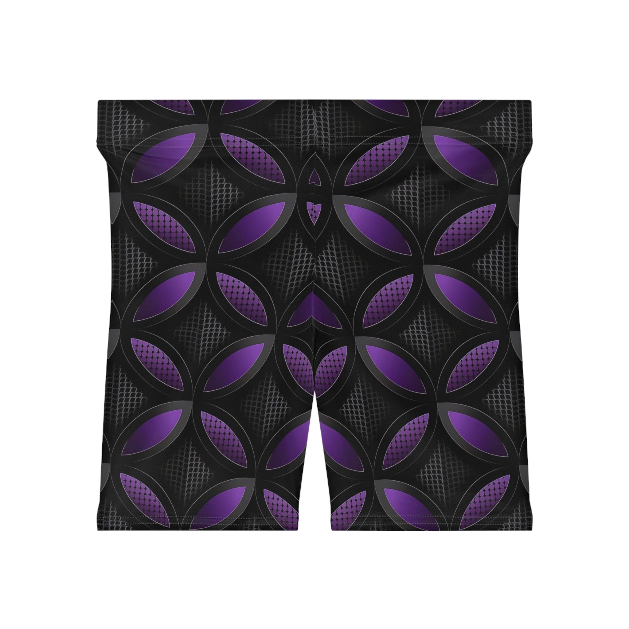 Women's Biker Shorts - Stylish Purple Pattern for Active Comfort