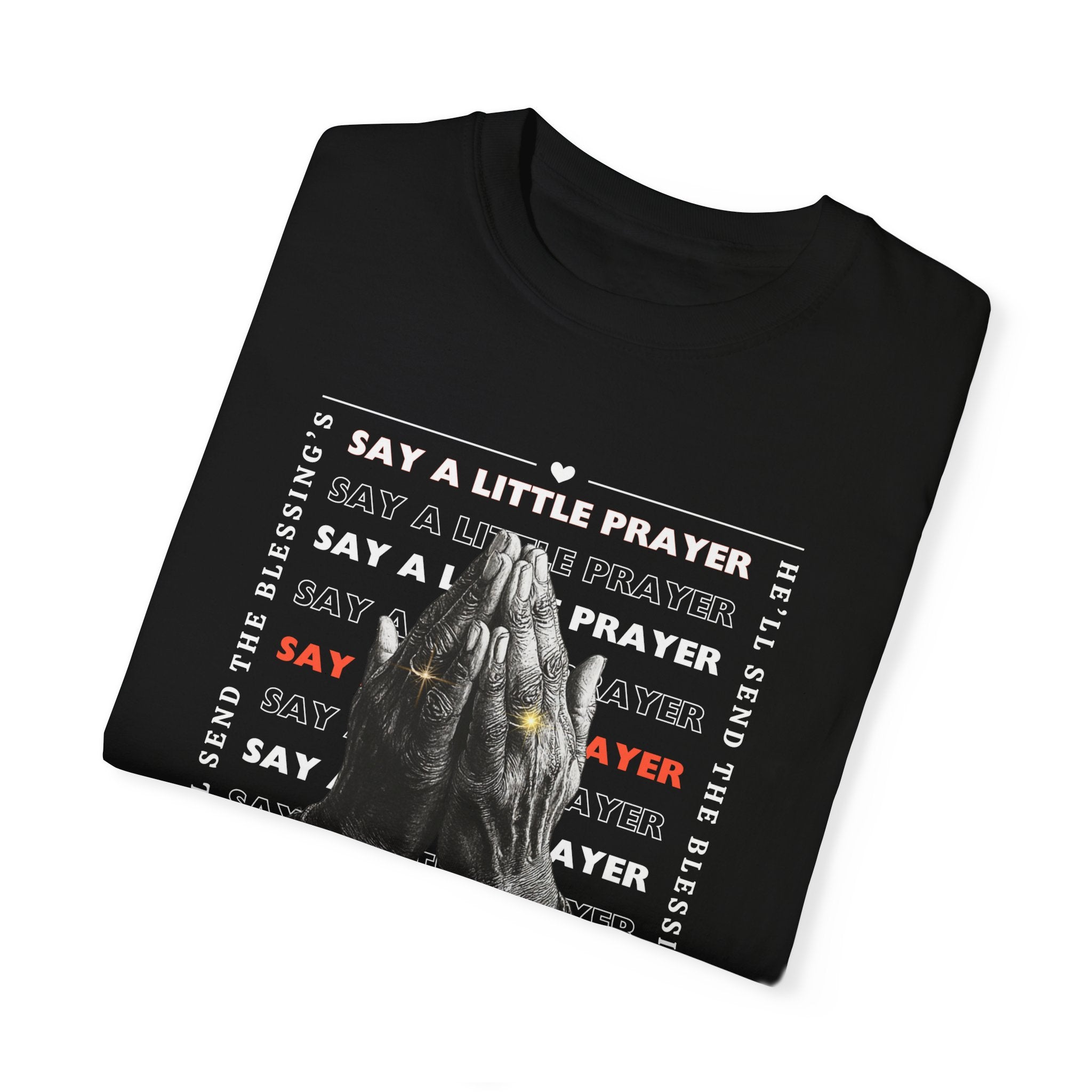 Navy Prayer Graphic Unisex T-Shirt - Say A Little Prayer Design - Angel Body