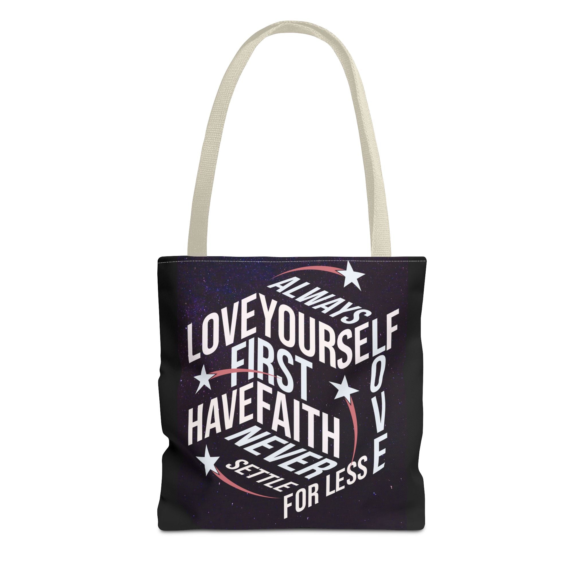 Inspirational Quote Tote Bag - Always Love Yourself First, Have Faith - Angel Body