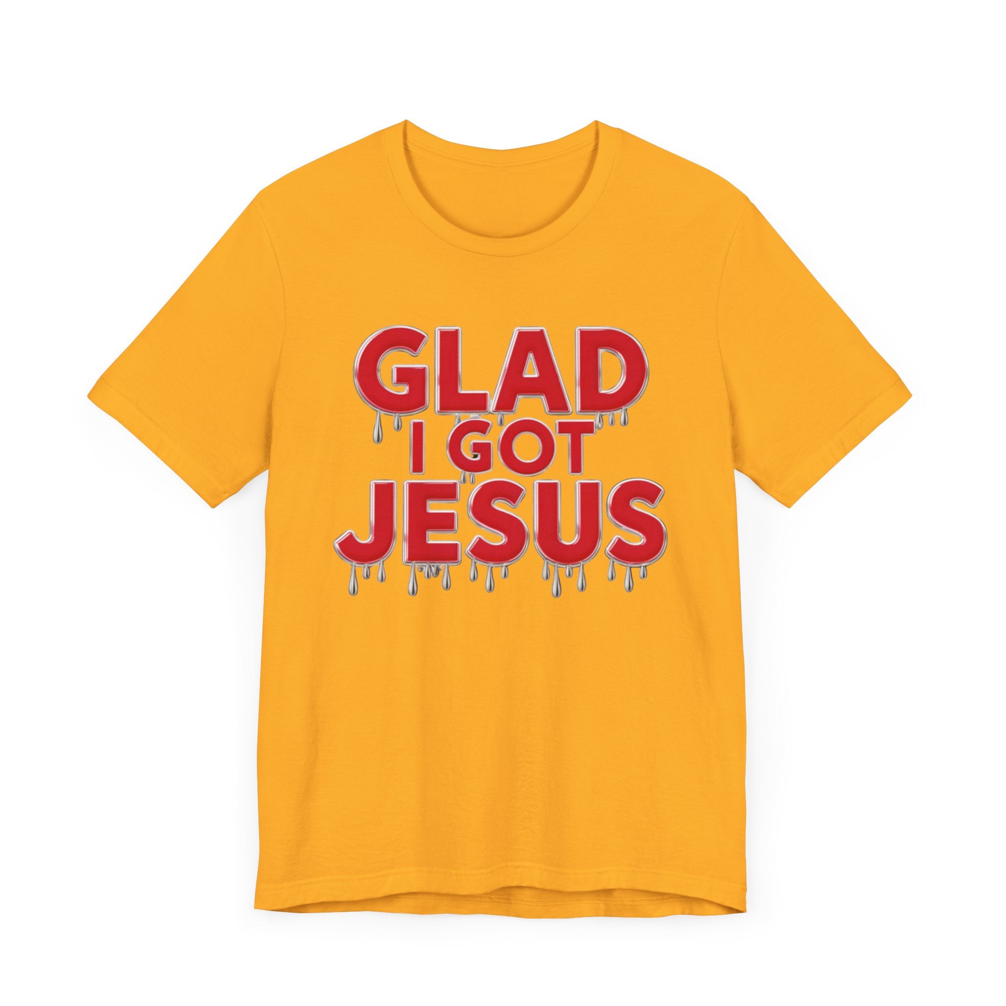 Spiritual Words Unisex Tee: GLAD I GOT JESUS Front and Back Print - Angel Body