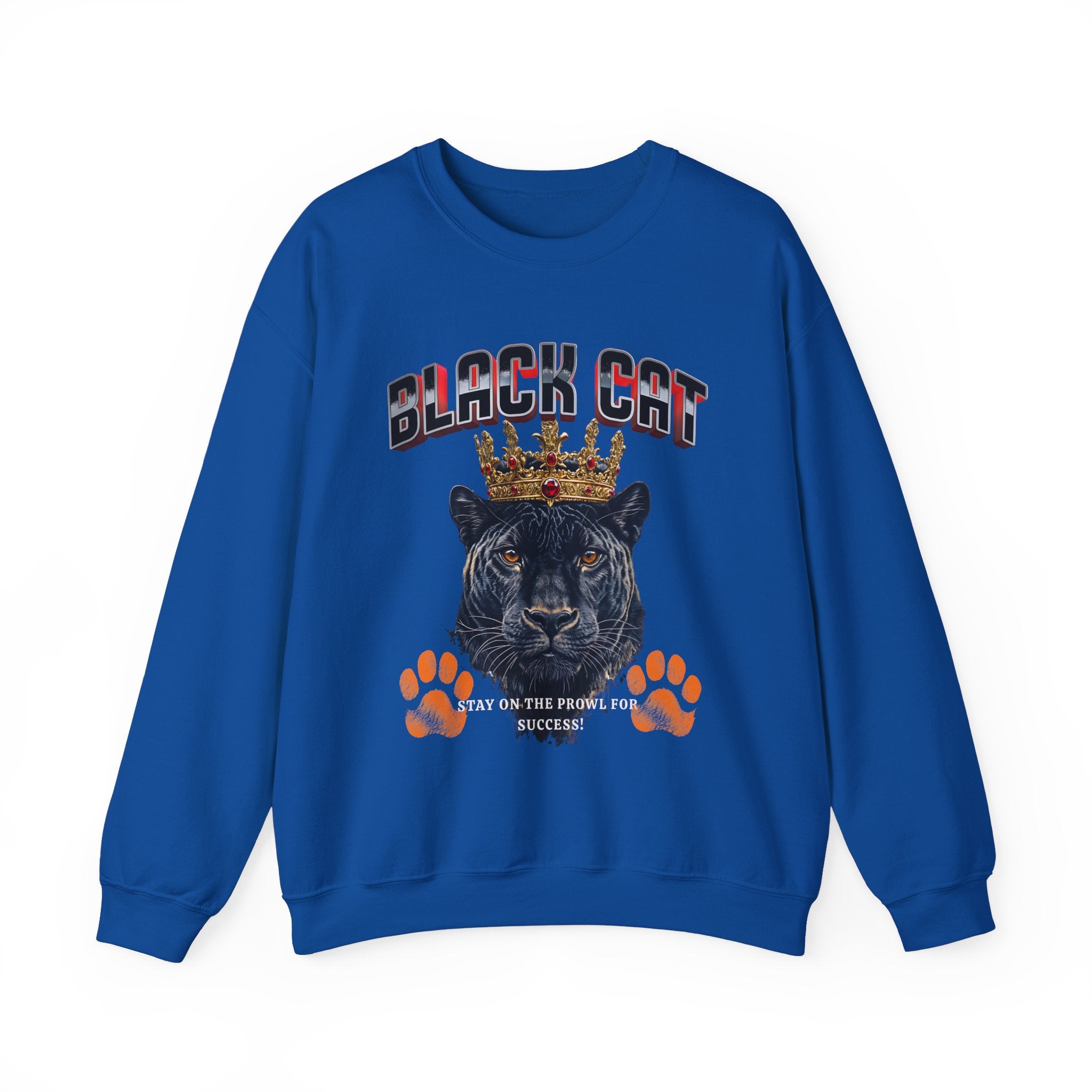 Black Cat Crowned Sweatshirt - Unisex Heavy Blend™, Stay on the Prowl for Success! - Angel Body