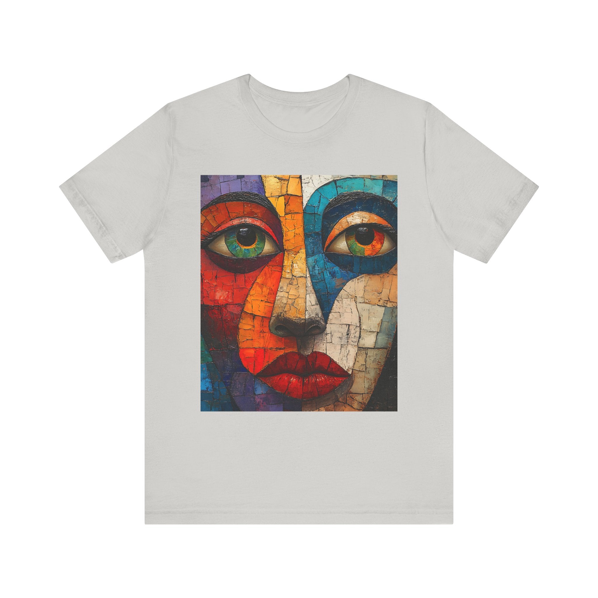 Artistic Unisex Jersey Tee - Fun wearable Art Colorful Face Design - Angel Body