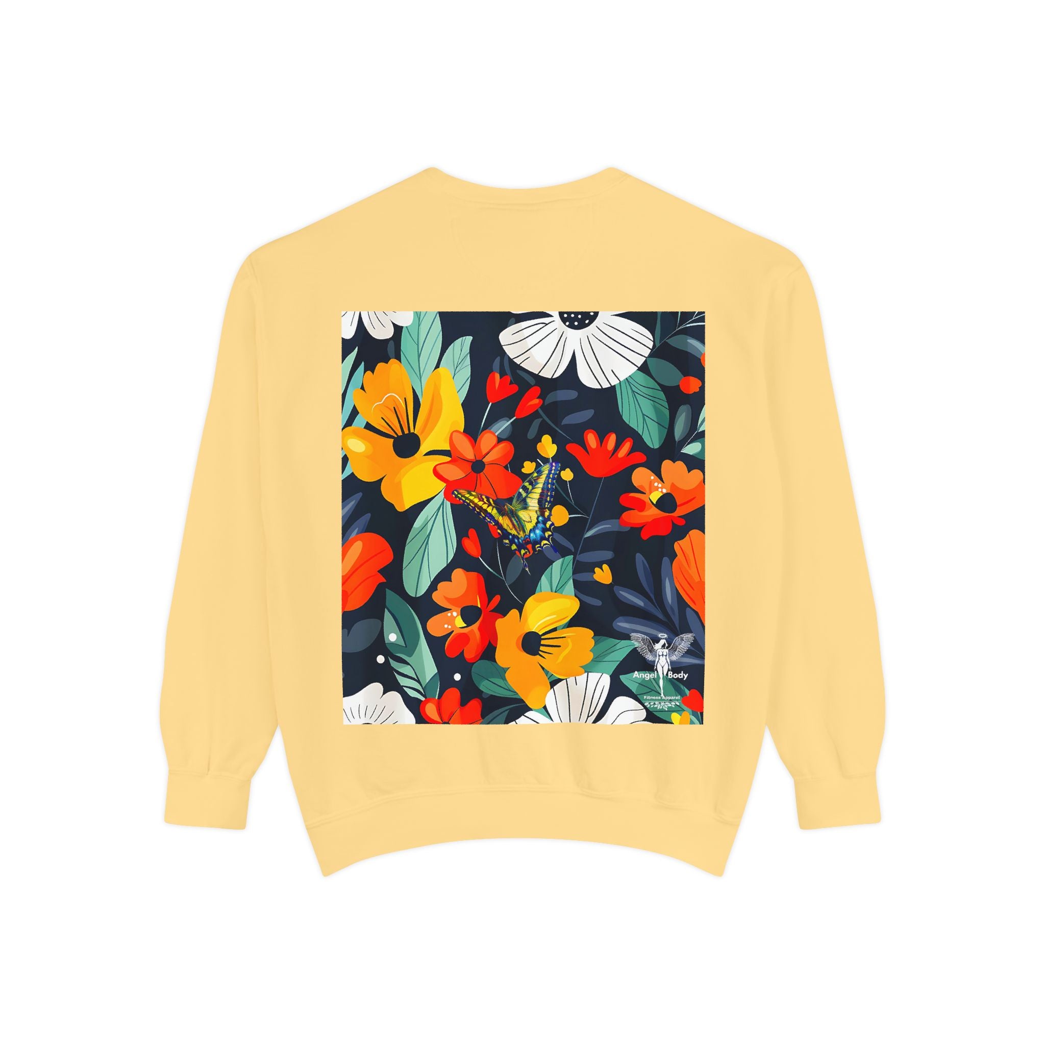 Vibrant Floral Unisex Garment-Dyed Sweatshirt - Perfect for Spring Celebrations - Angel Body
