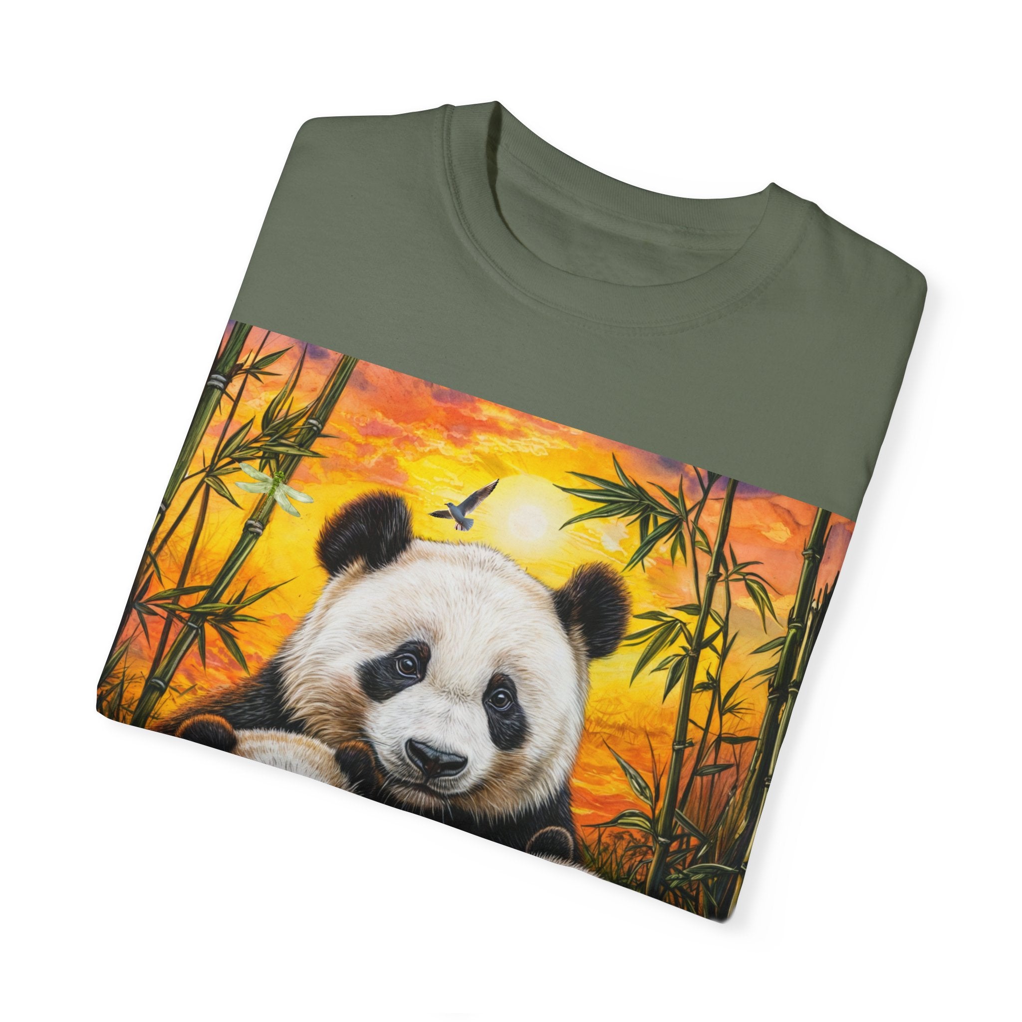 Cute Panda Family Unisex Garment-Dyed T-shirt - Perfect for Animal Lovers - Angel Body