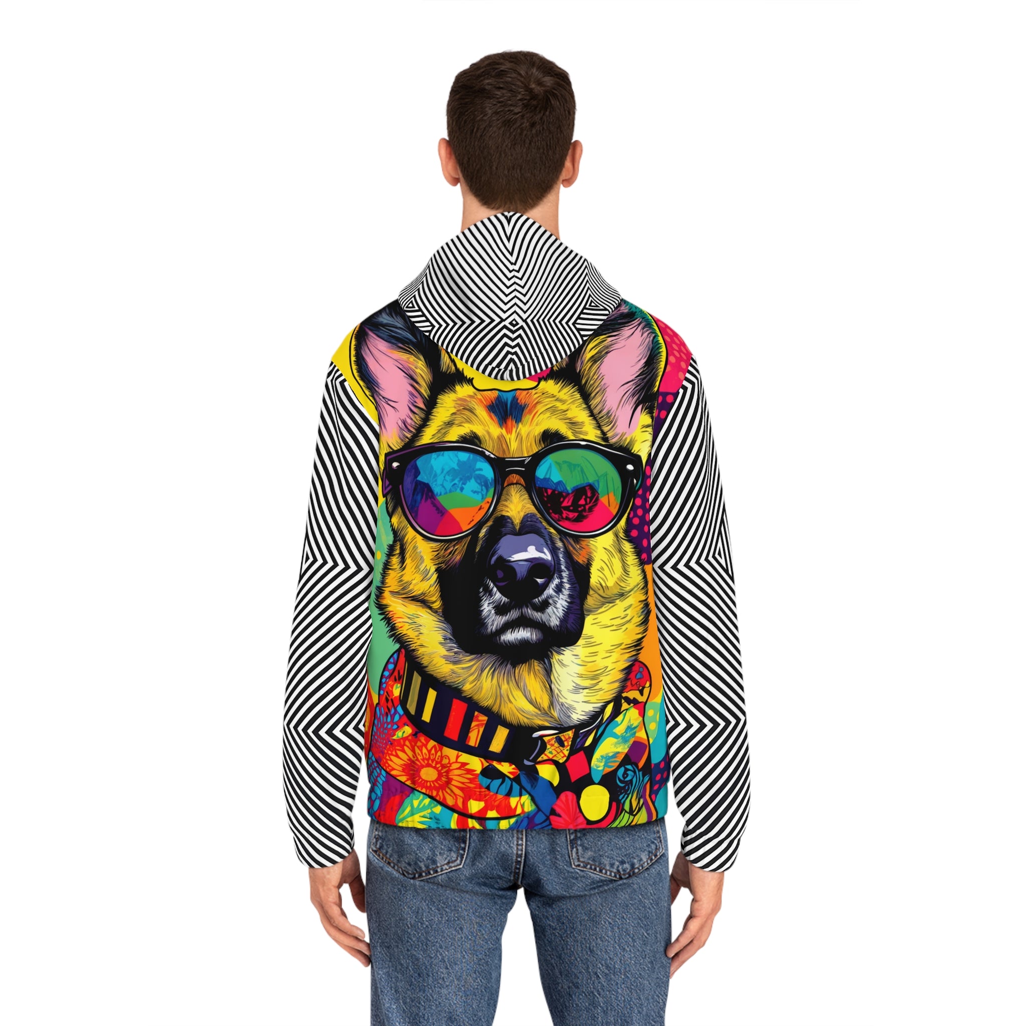 Full-Zip Hoodie with Abstract Pattern & German Shepard, Stylish Layer for Every Occasion