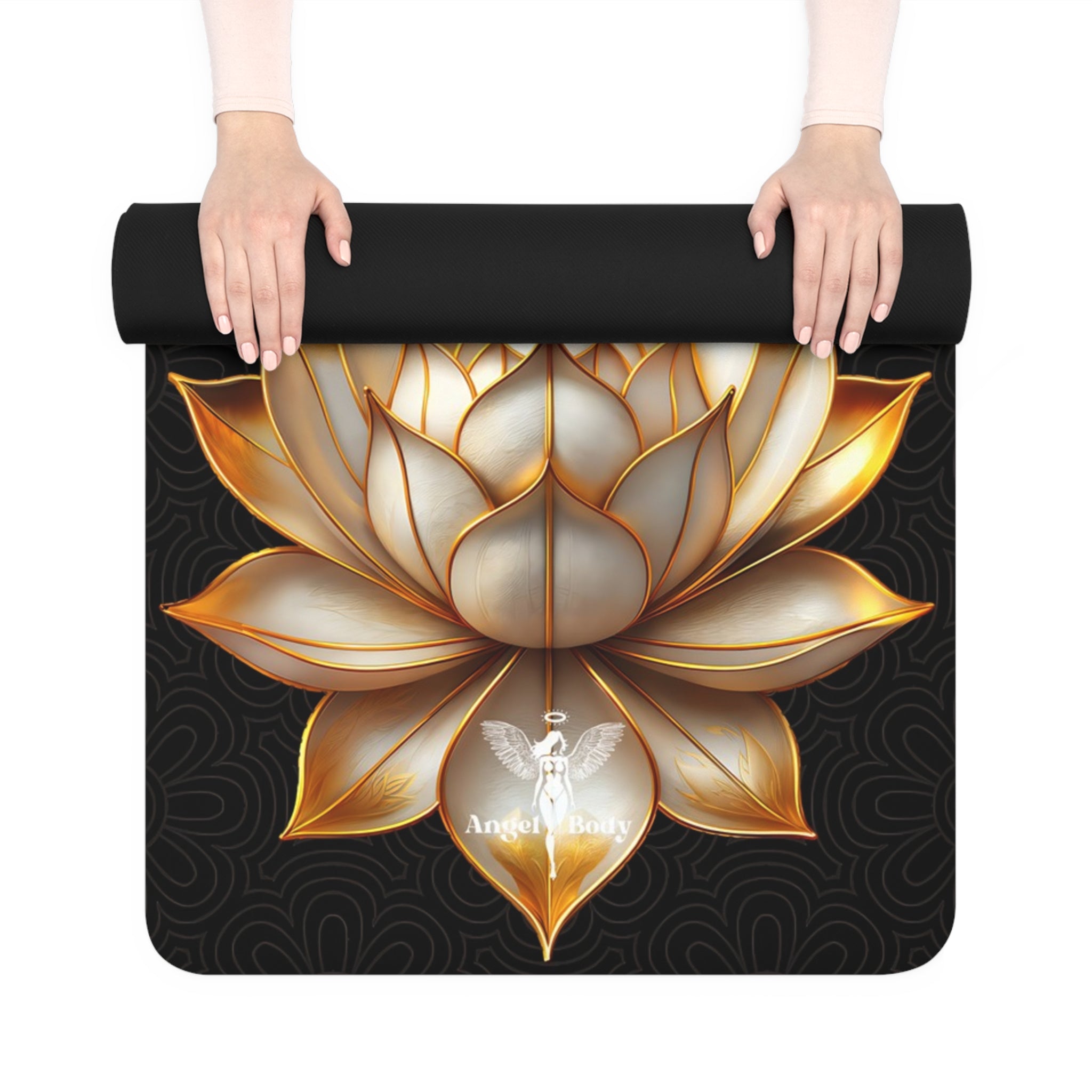 Lotus Flower Rubber Yoga Mat - Non-Slip Fitness Mat for Yoga and Meditation - Angel Body