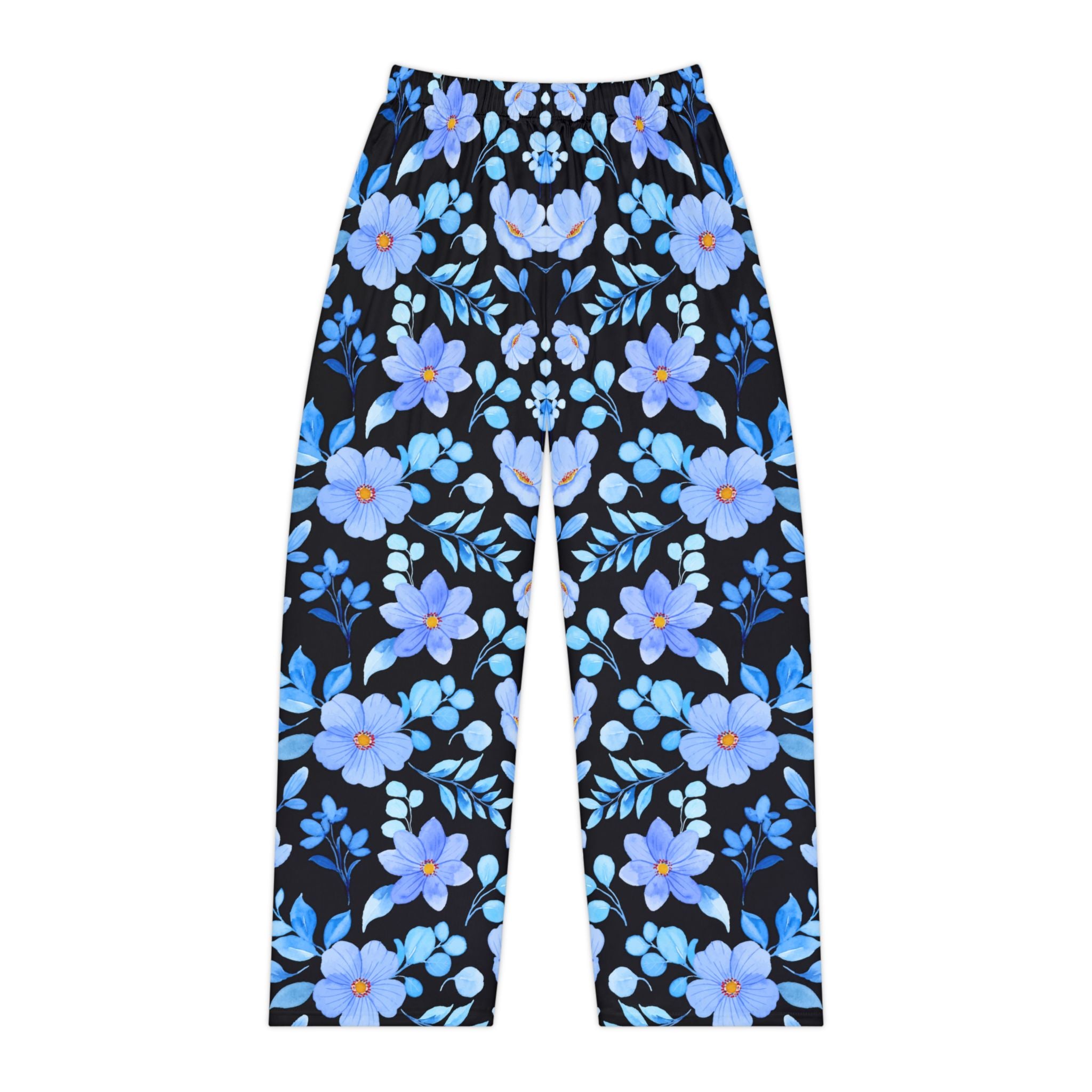 Floral Passionate Blue Women's Pajama Pants - Cozy Blue Blossom Design for Relaxation & Sleep