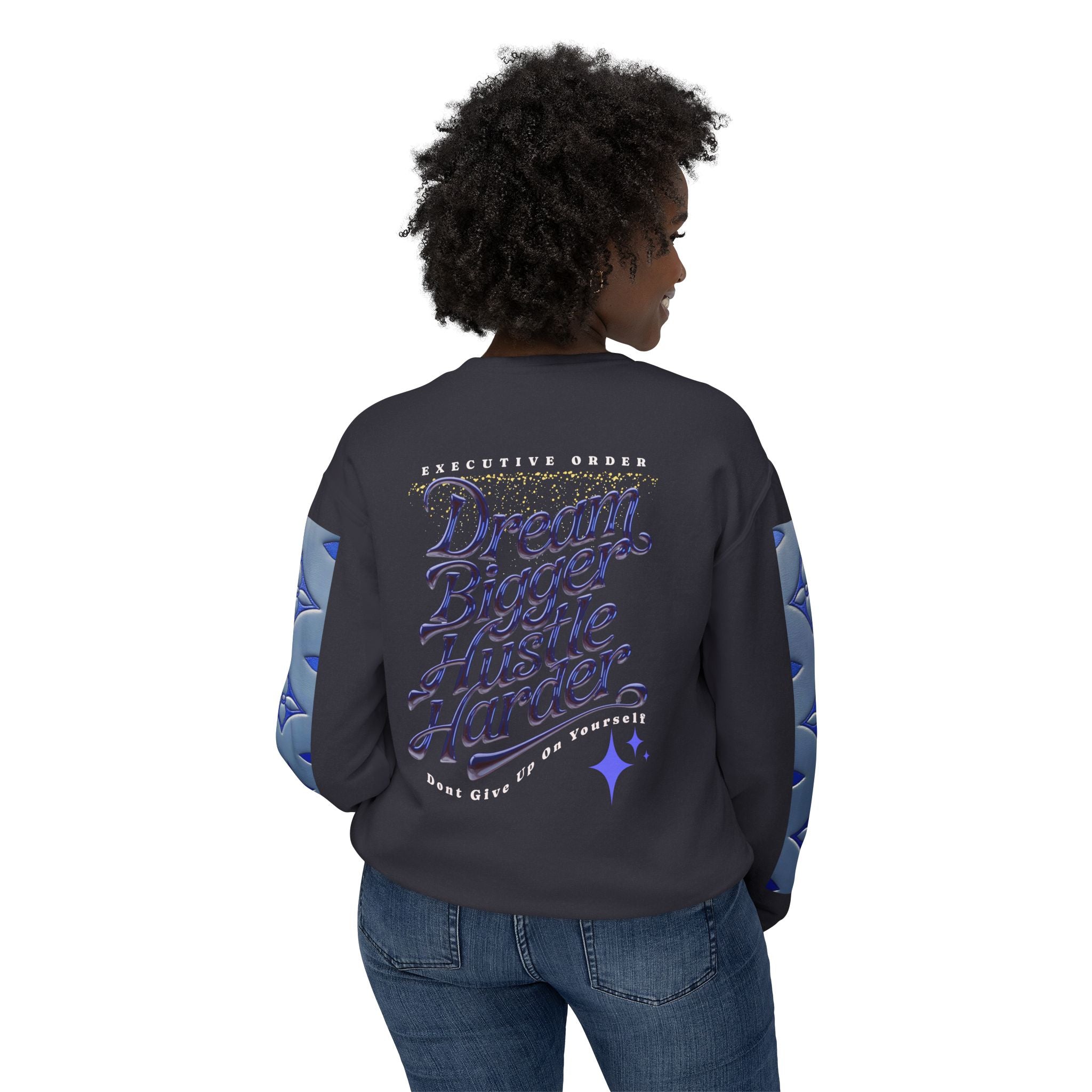 Dream Bigger Hustle Harder Unisex Lightweight Crewneck Sweatshirt - Angel Body
