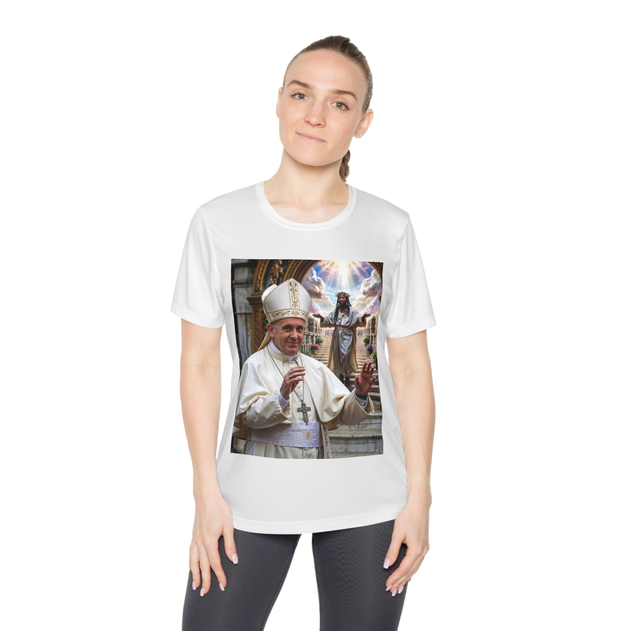 Pope-Inspired Ladies Competitor Tee - Faith & Inspiration Graphic Tee - Angel Body