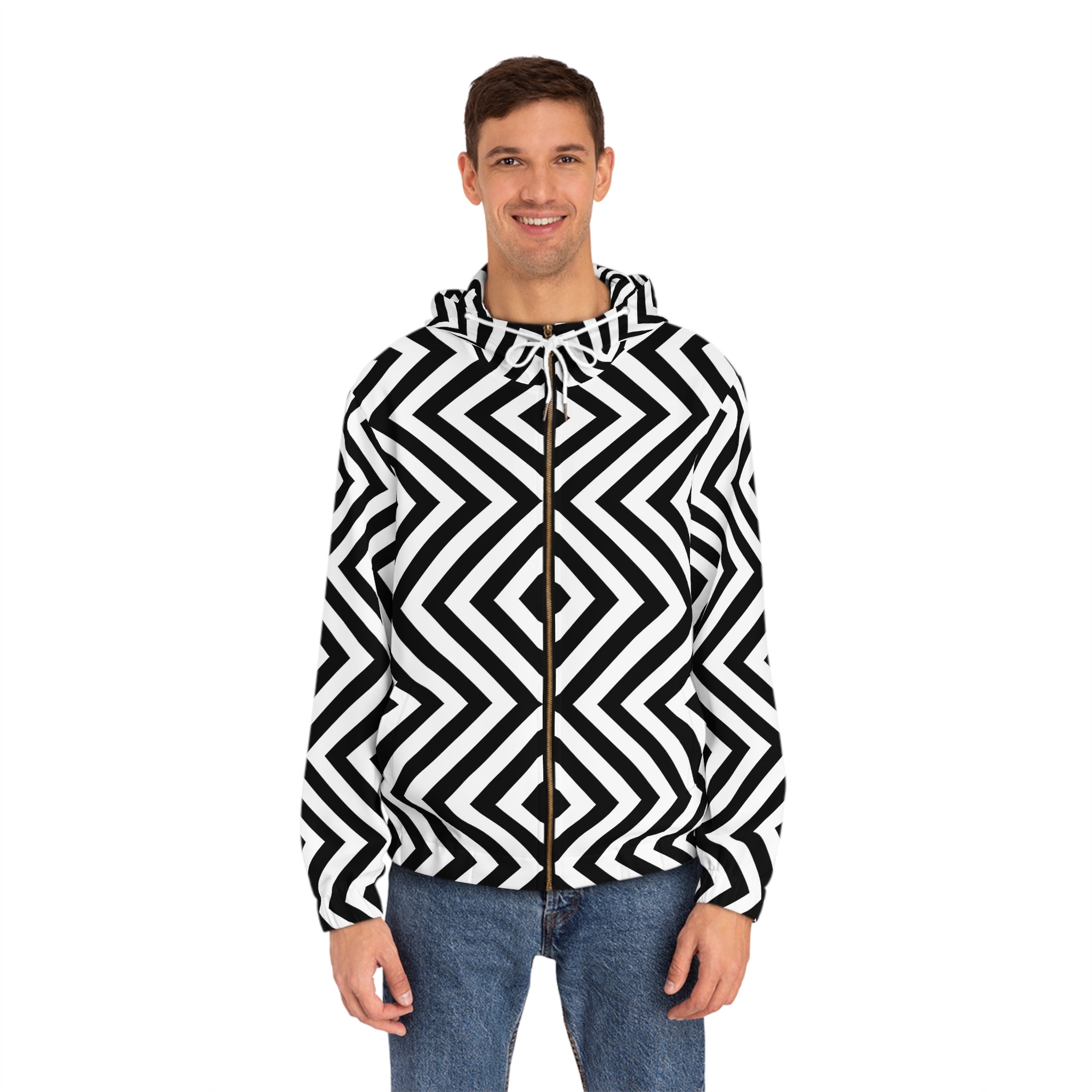 Men's Full-Zip Hoodie - Black to the Future Graphic Design - Angel Body