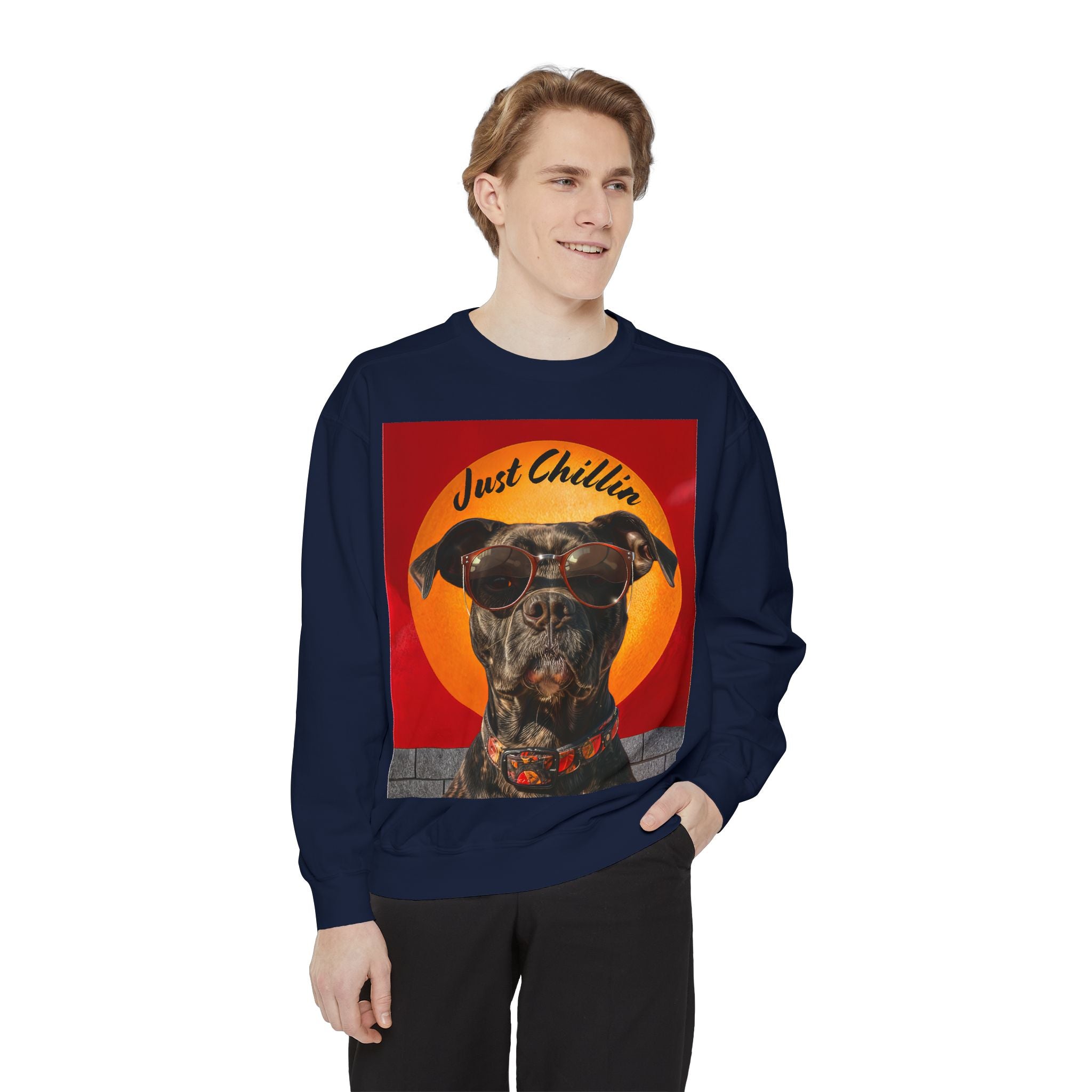 Pit Bull Terrier Dog Sunglasses Sweatshirt - Unisex Garment-Dyed - Angel Body