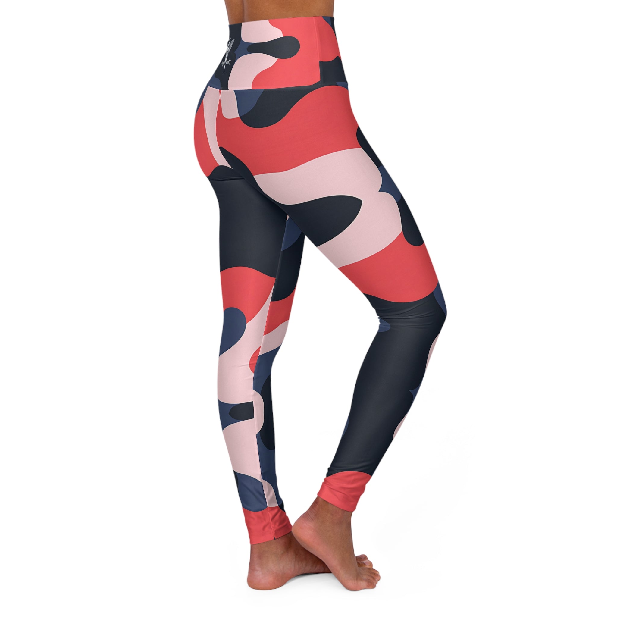 New Custom design High Waisted Yoga Leggings - Colorful Abstract Camouflage Design for Active Angel Body Lifestyle - Angel Body
