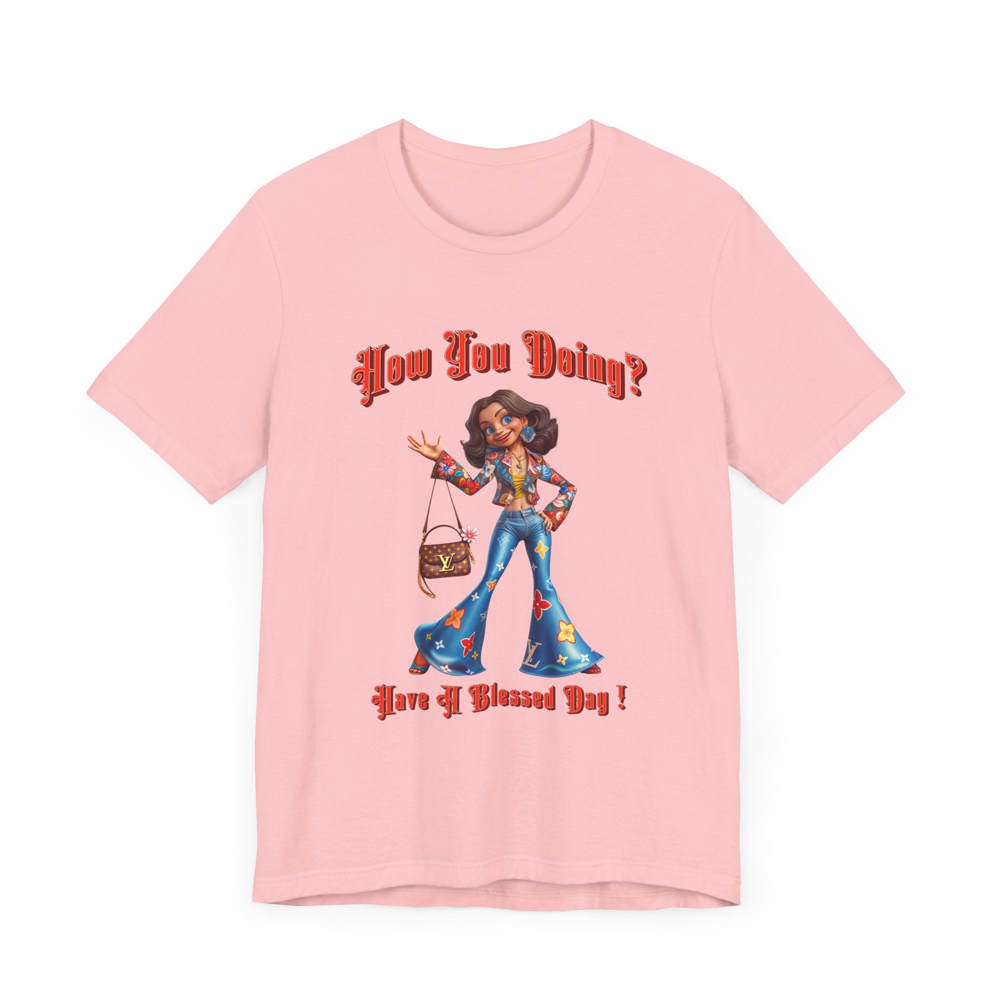 How You Doing Unisex Tee - Happy Young Lady Greeting Design - Angel Body