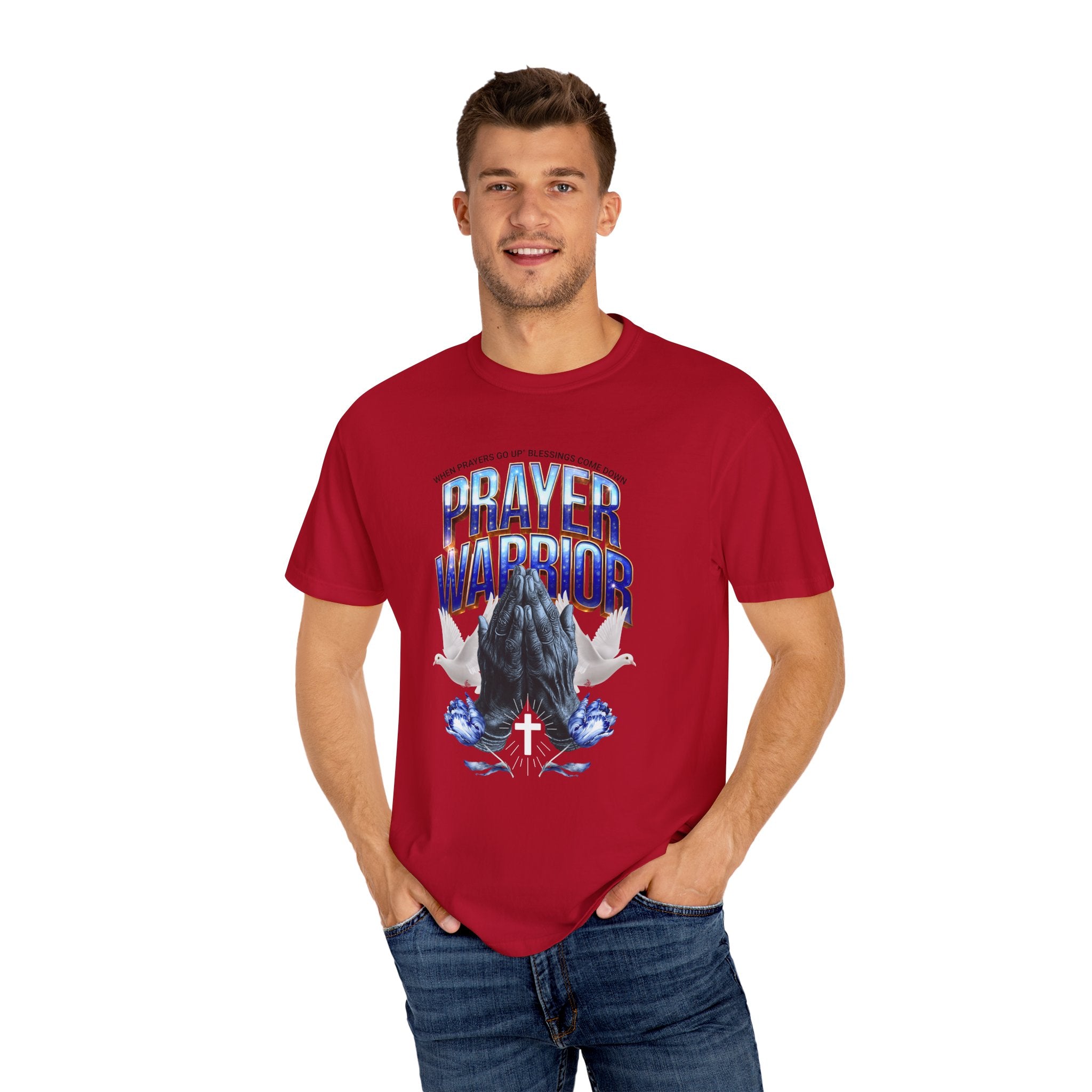Prayer Warrior Garment-Dyed Unisex T-Shirt | Spiritual, Faith-Inspired Apparel - Angel Body