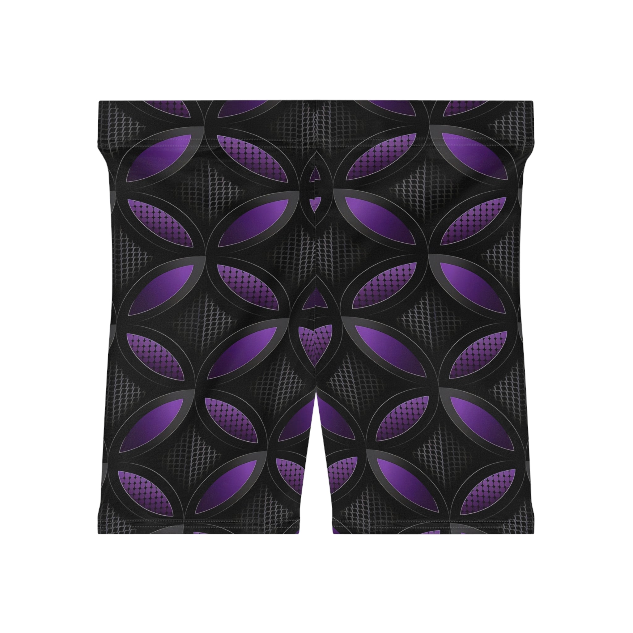 Women's Biker Shorts - Stylish Purple Pattern for Active Comfort