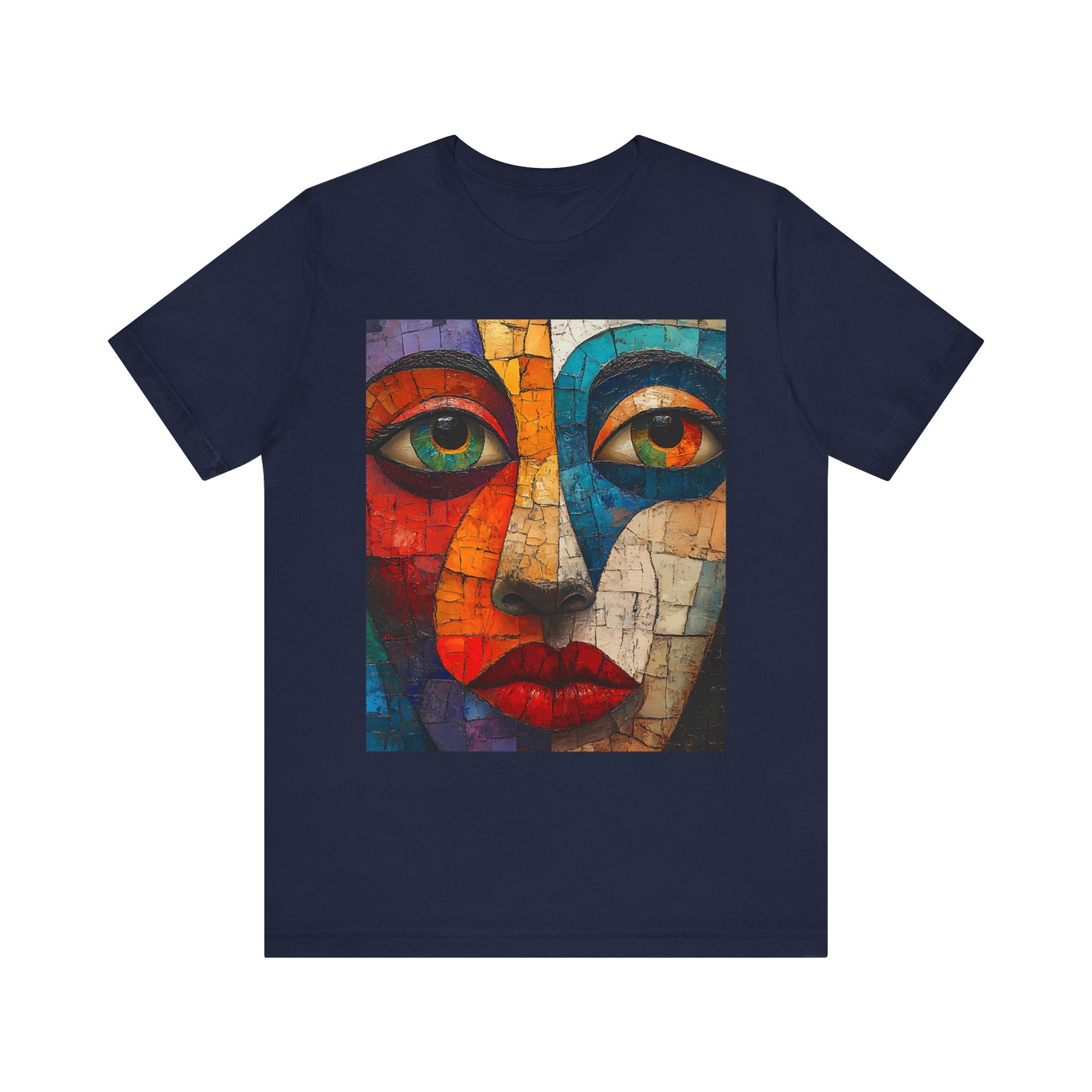 Artistic Unisex Jersey Tee - Fun wearable Art Colorful Face Design - Angel Body