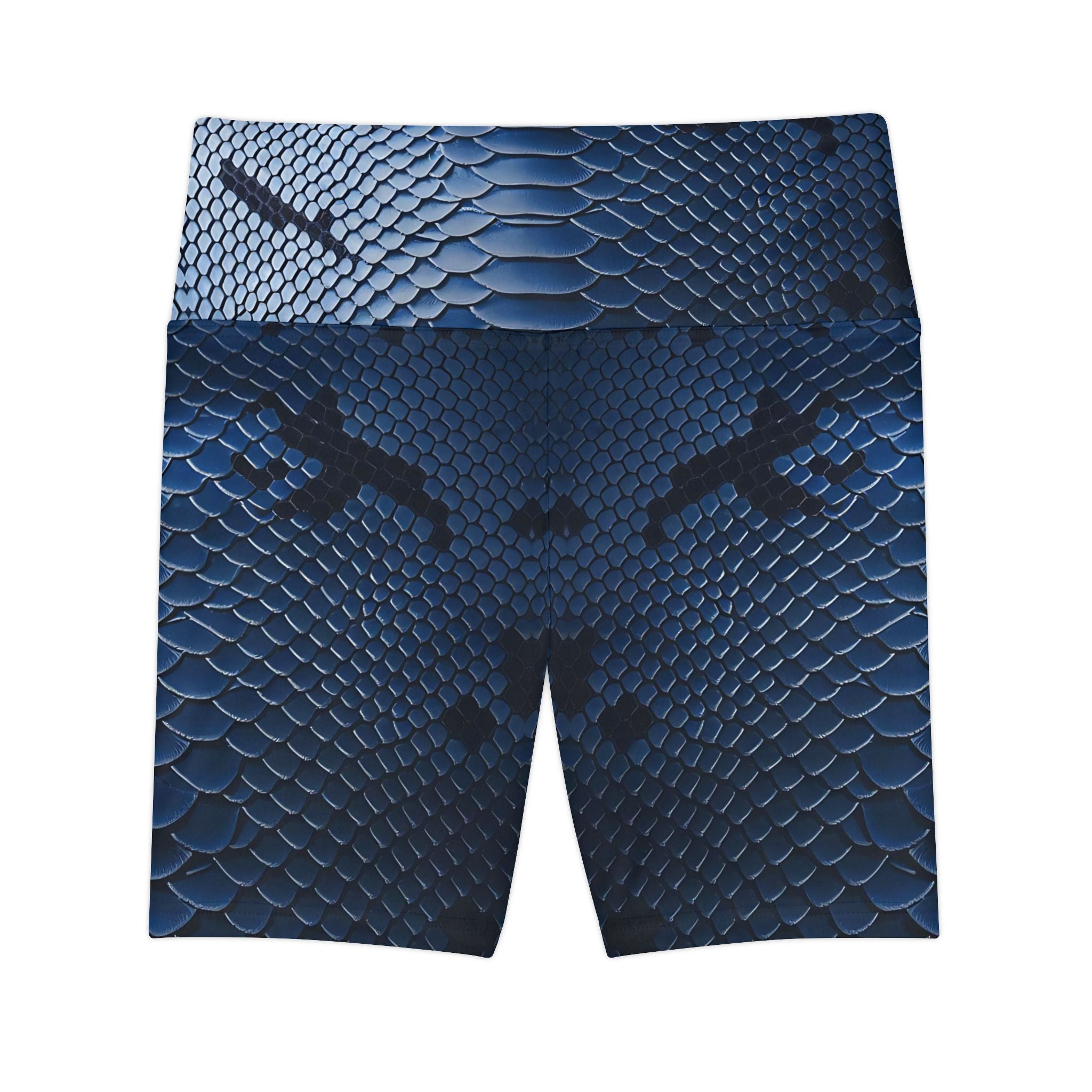 Blue Snake Print Women's Workout Shorts - Stylish Activewear for Fitness Enthusiasts - Angel Body