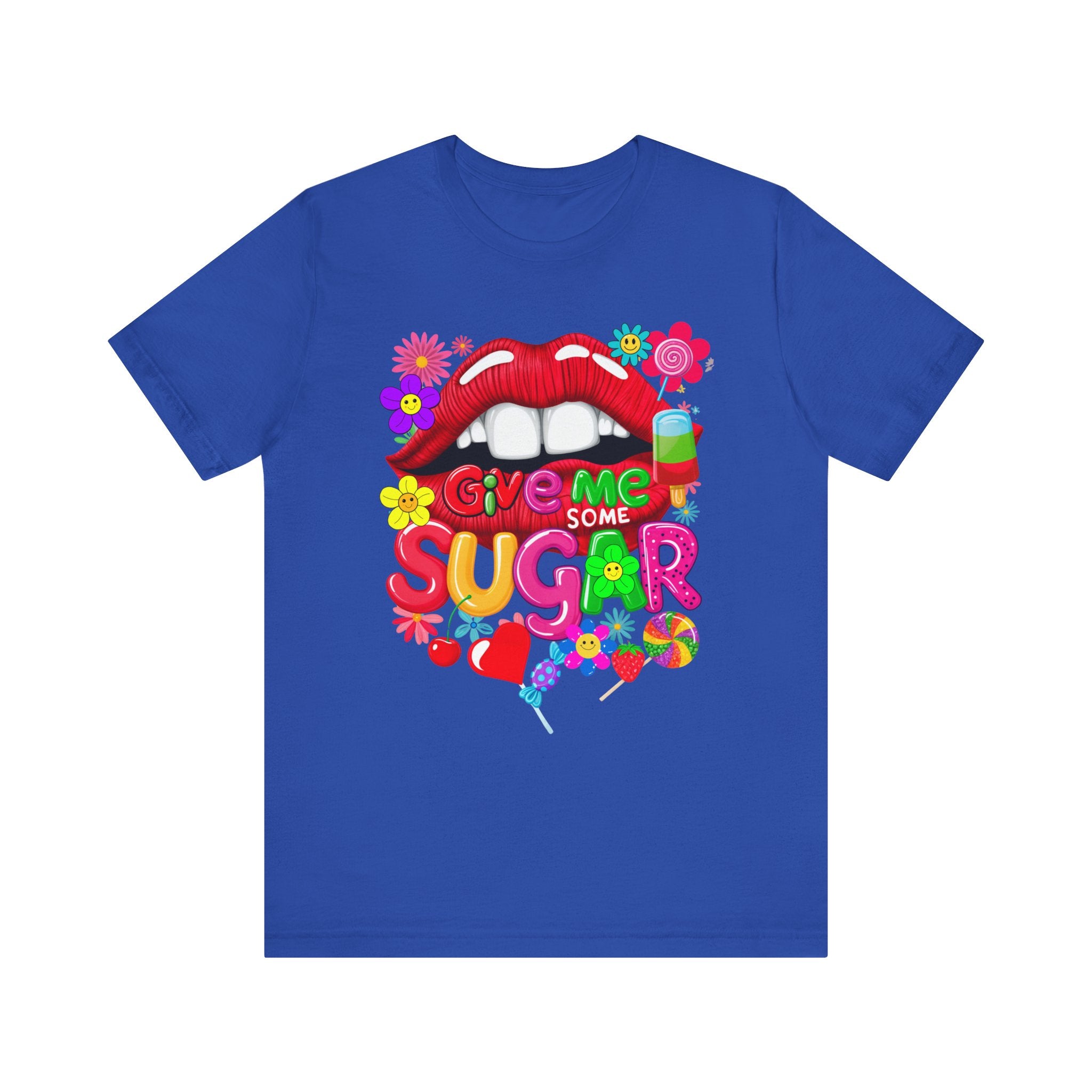 Graphic Tee with Red Sugar Lip and Eye Candy Design - Angel Body