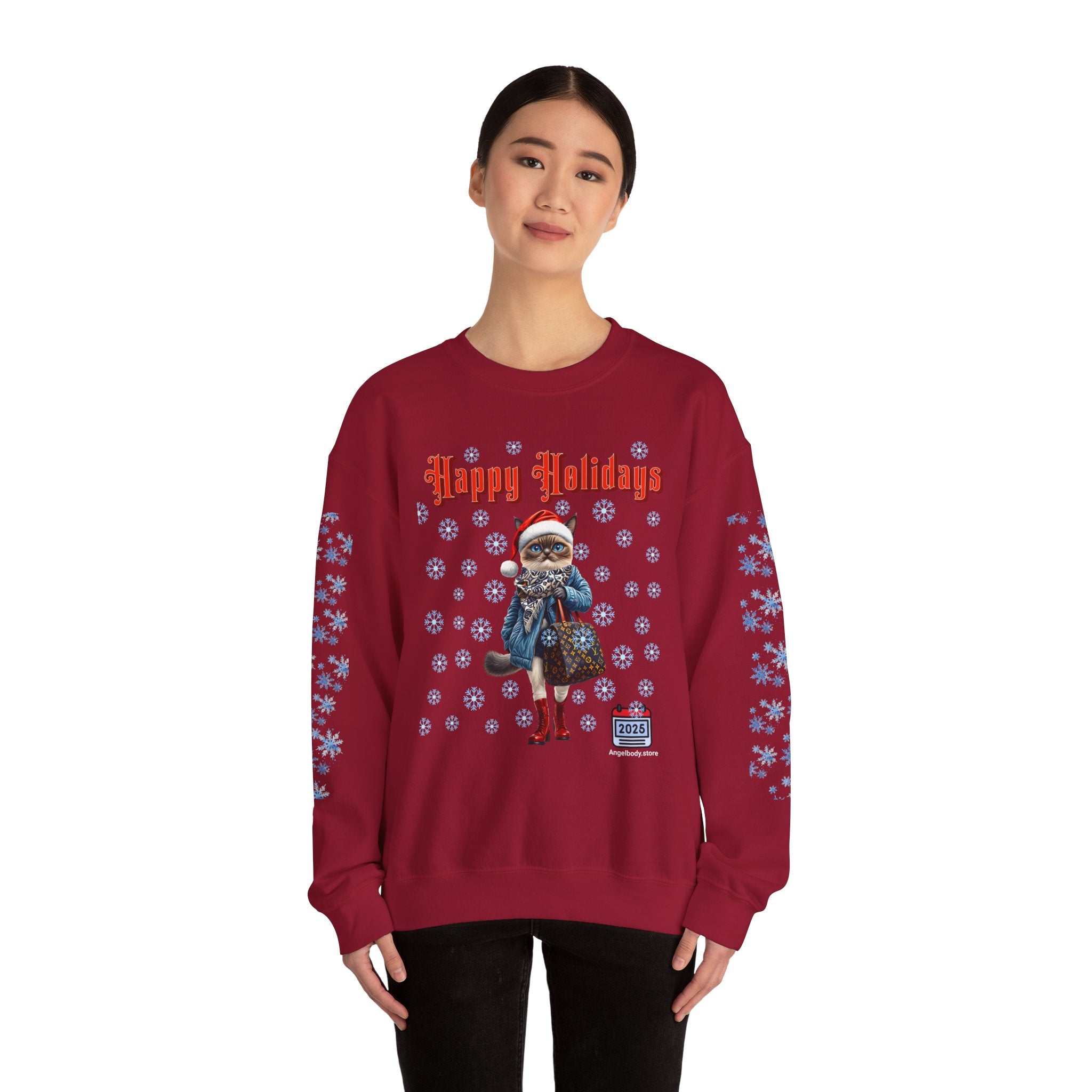 Holiday Cat Crewneck Sweatshirt - Angel Body