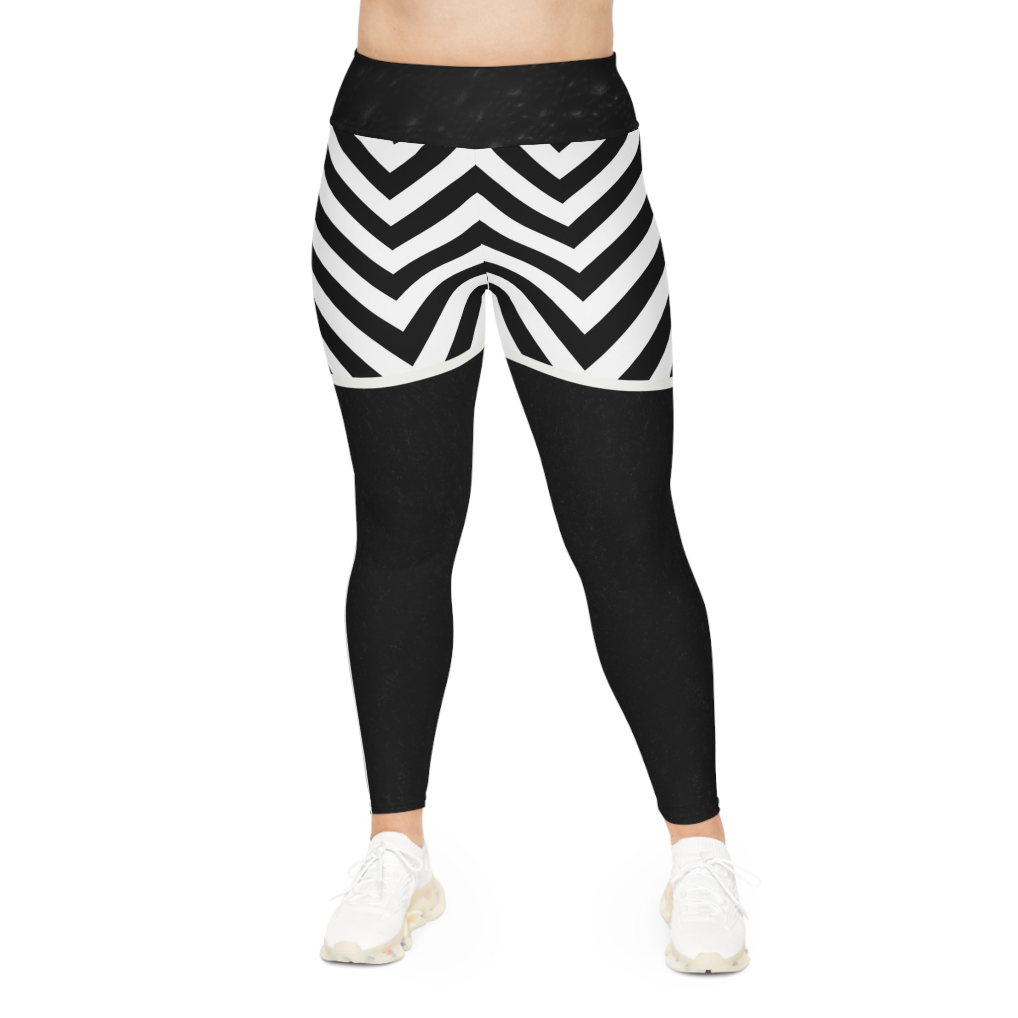 Woman's Chic Plus Size Chevron Leggings - Stylish Comfort for Any Occasion - Angel Body