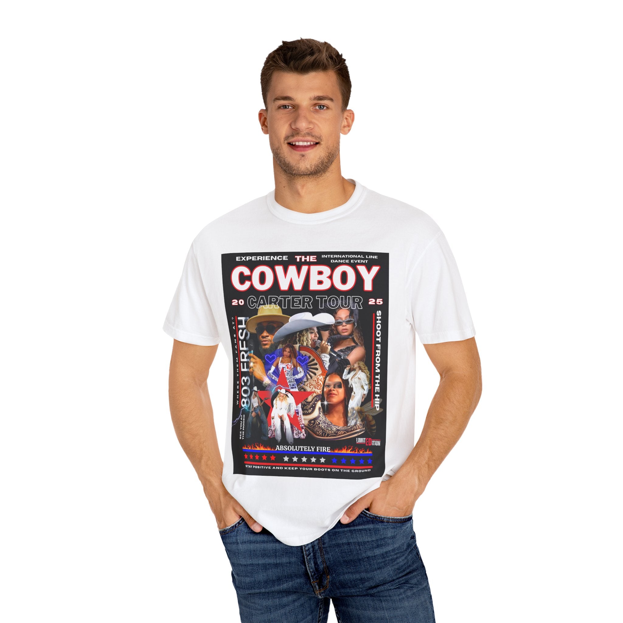 Retro Concert T-Shirt, Cowboy Tour Apparel, Vintage Band Tee, Music Festival Shirt, Unisex Garment-Dyed Top - Angel Body