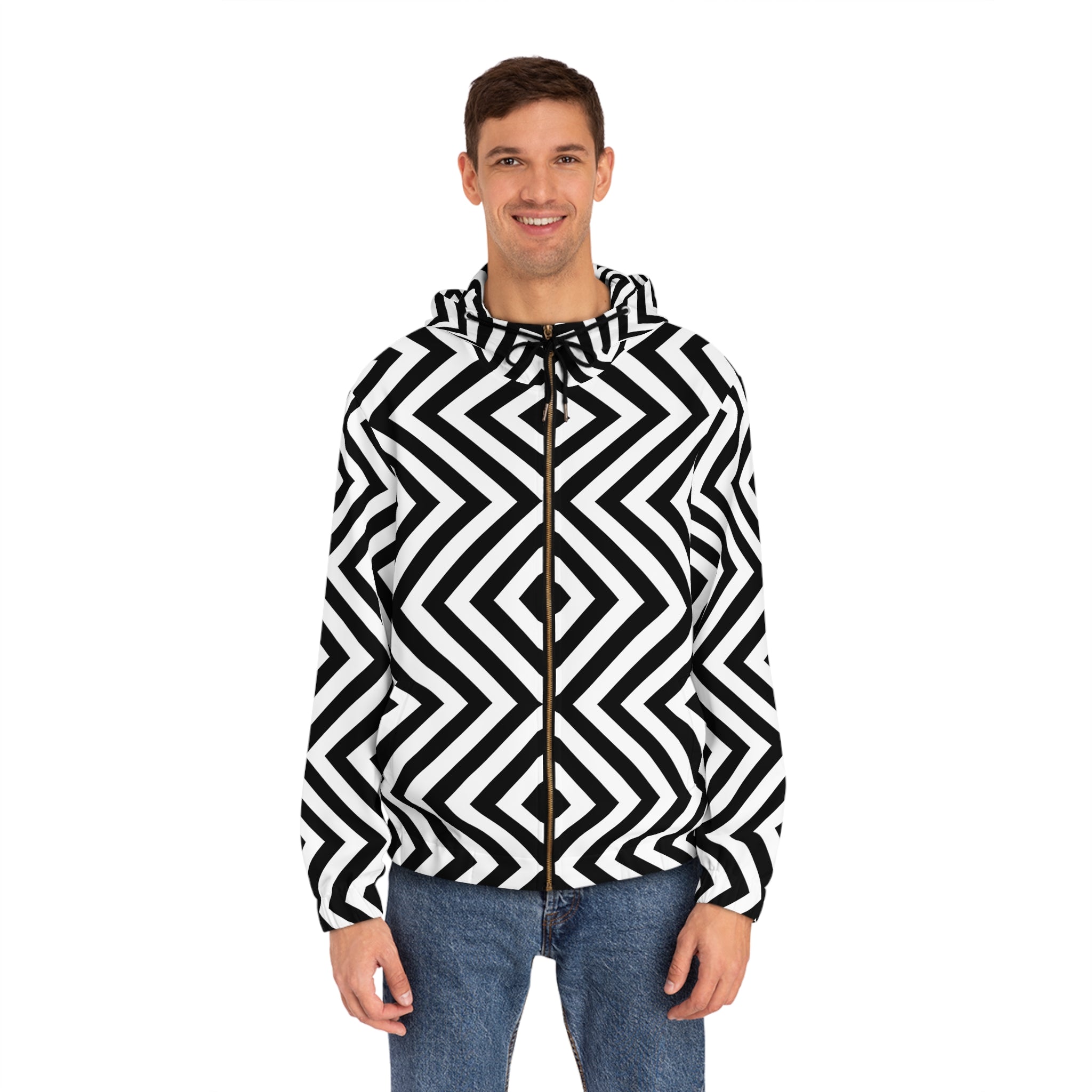 Men's Full-Zip Hoodie - Black to the Future Graphic Design - Angel Body